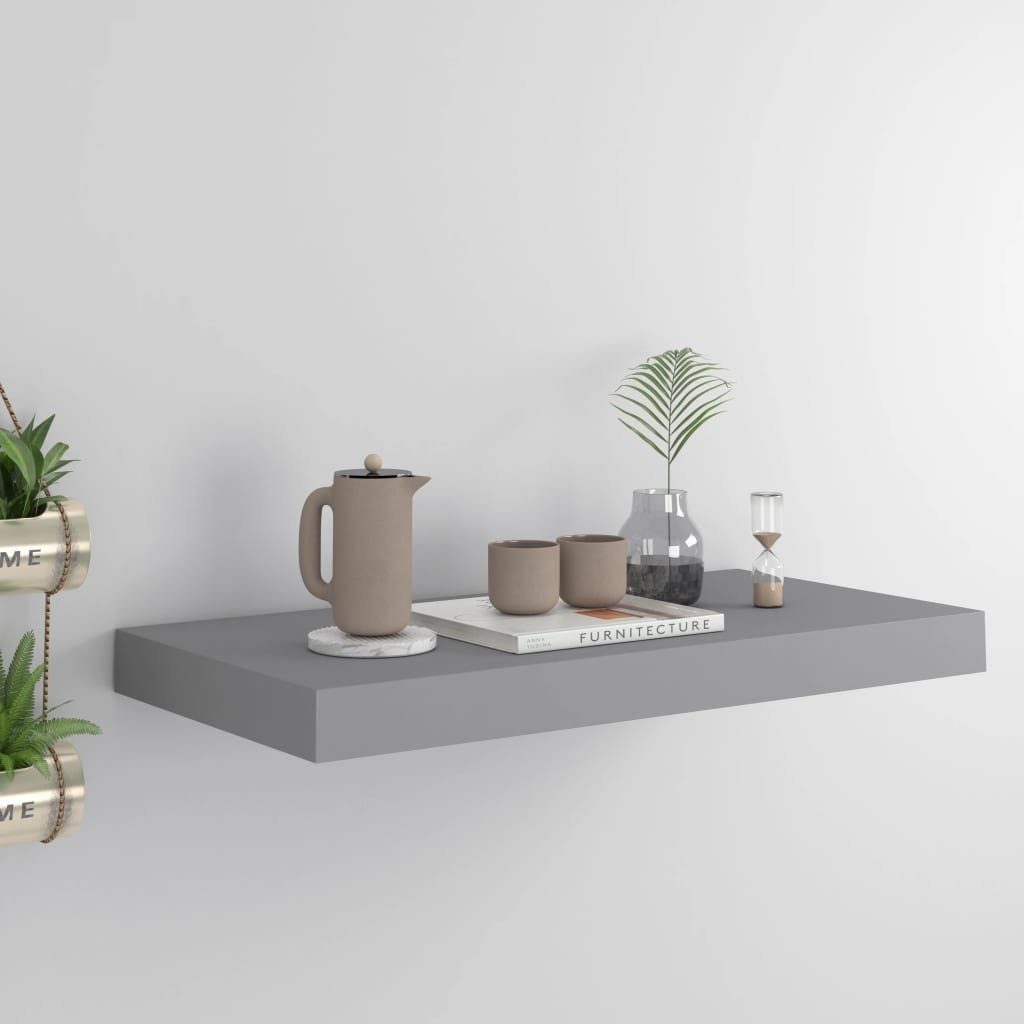 vidaXL Wandregal aus MDF (Honeycomb) mit Metallhalter in Grau, LxBxH: 50x23x3,8 cm