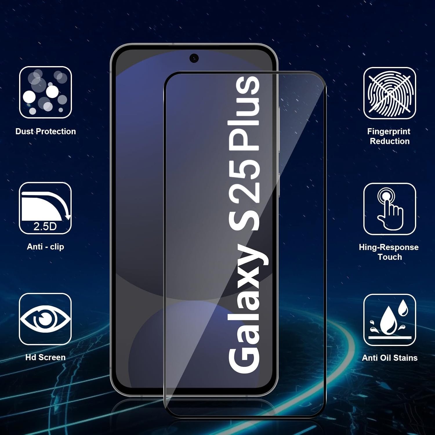 CLM-Tech Displayschutzglas 1X Schutzfolie für Samsung Galaxy S25 PLUS Panzerfolie 1X Kameraschutz für Samsung Galaxy S25+ 6,7 Zoll, 2er Set Kameraglas Panzergla – Bild 3 von 5