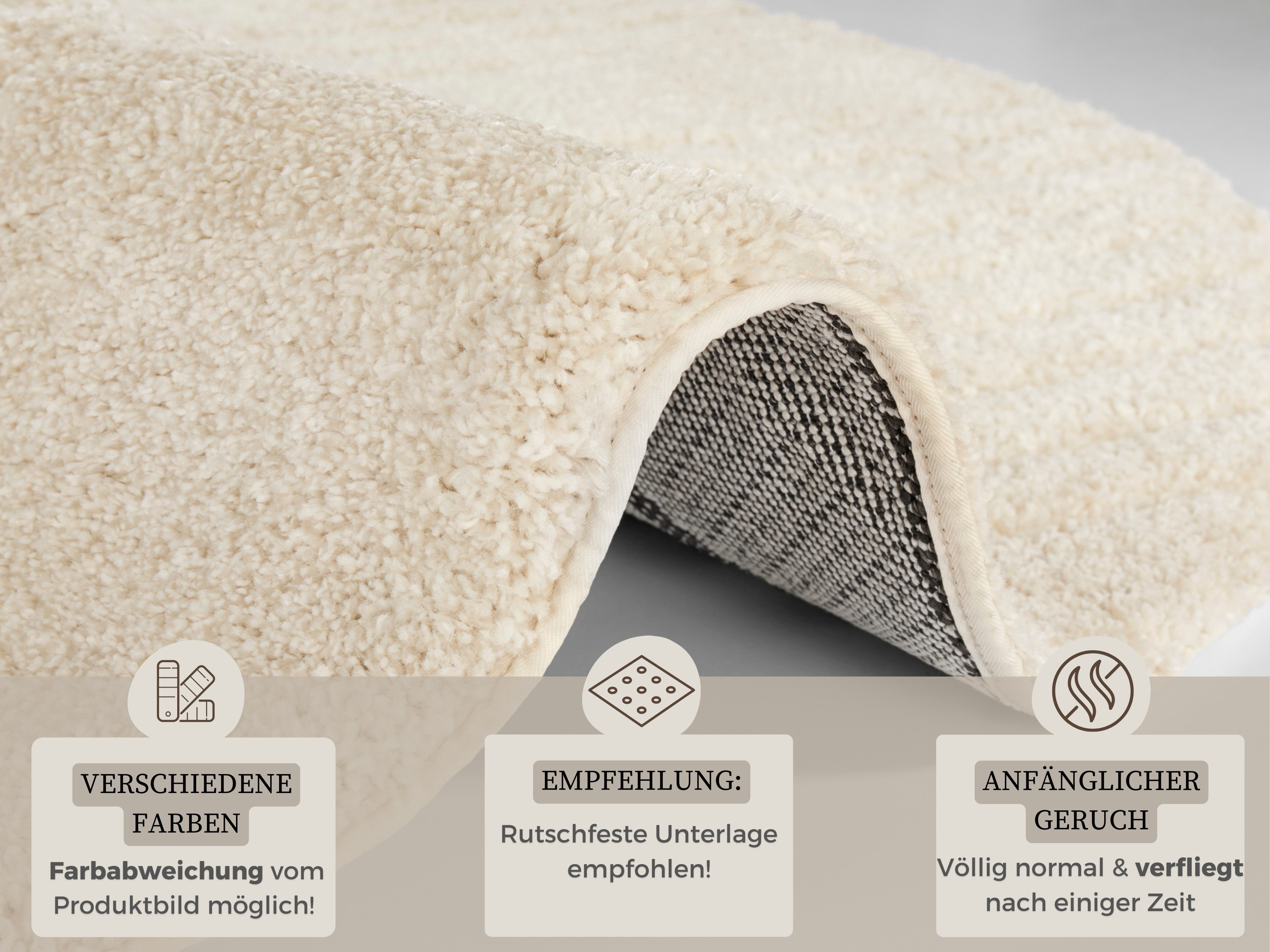 HANSE Home Teppich Fergus, rund, Höhe: 22 mm, Shaggy, Weich, Skandi, Flauschig, Wohnzimmer, Schlafzimmer, Flur