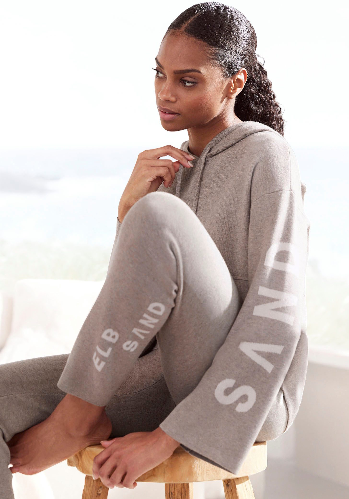 Elbsand Hoodie, Strickpullover mit eingestricktem Logo, Loungewear günstig online kaufen