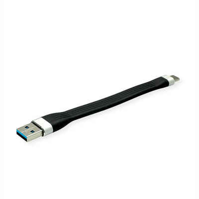 ROLINE »USB 3.2 Gen 1 Silikonkabel, A-C, ST/ST« USB-Kabel, USB 3 Typ A Männlich (Stecker), USB Typ C (USB-C) Männlich (Stecker) (11 cm)