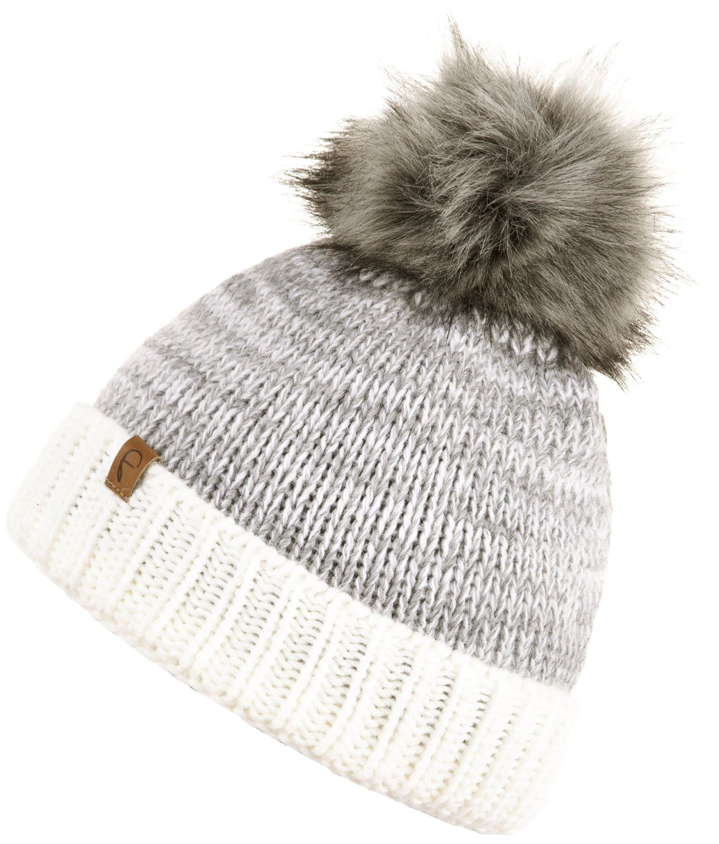 Faera Bommelmütze Wintermütze Damen Herren Beanie Mütze Haube gefüttert Bommelmütze
