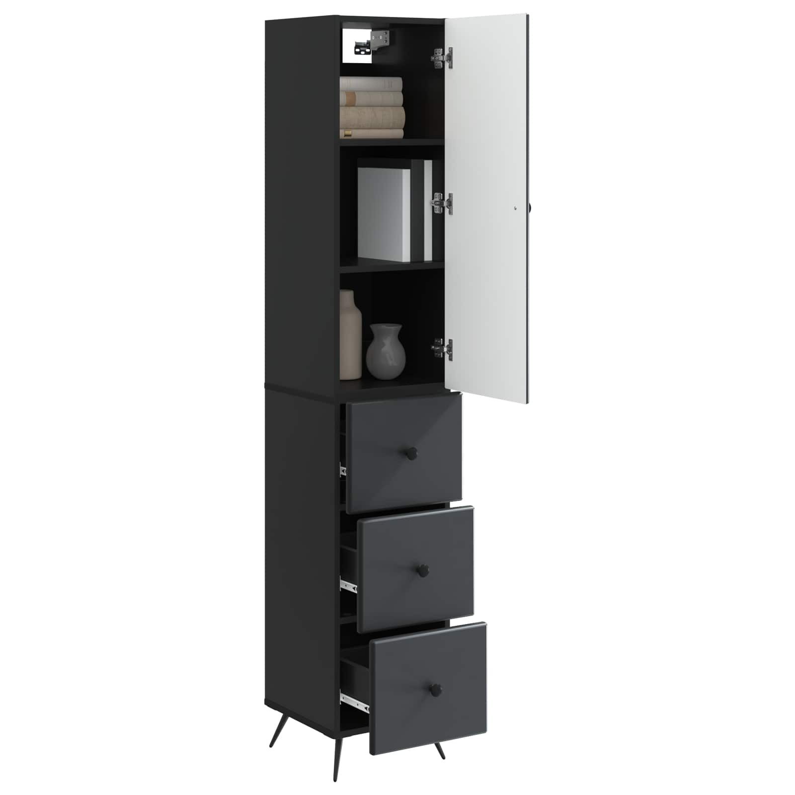 vidaXL Schranksystem Schrankset 2 stk. 34,5 x 34,5 x 90 cm Holzwerkstoff Schwarz (2-St)