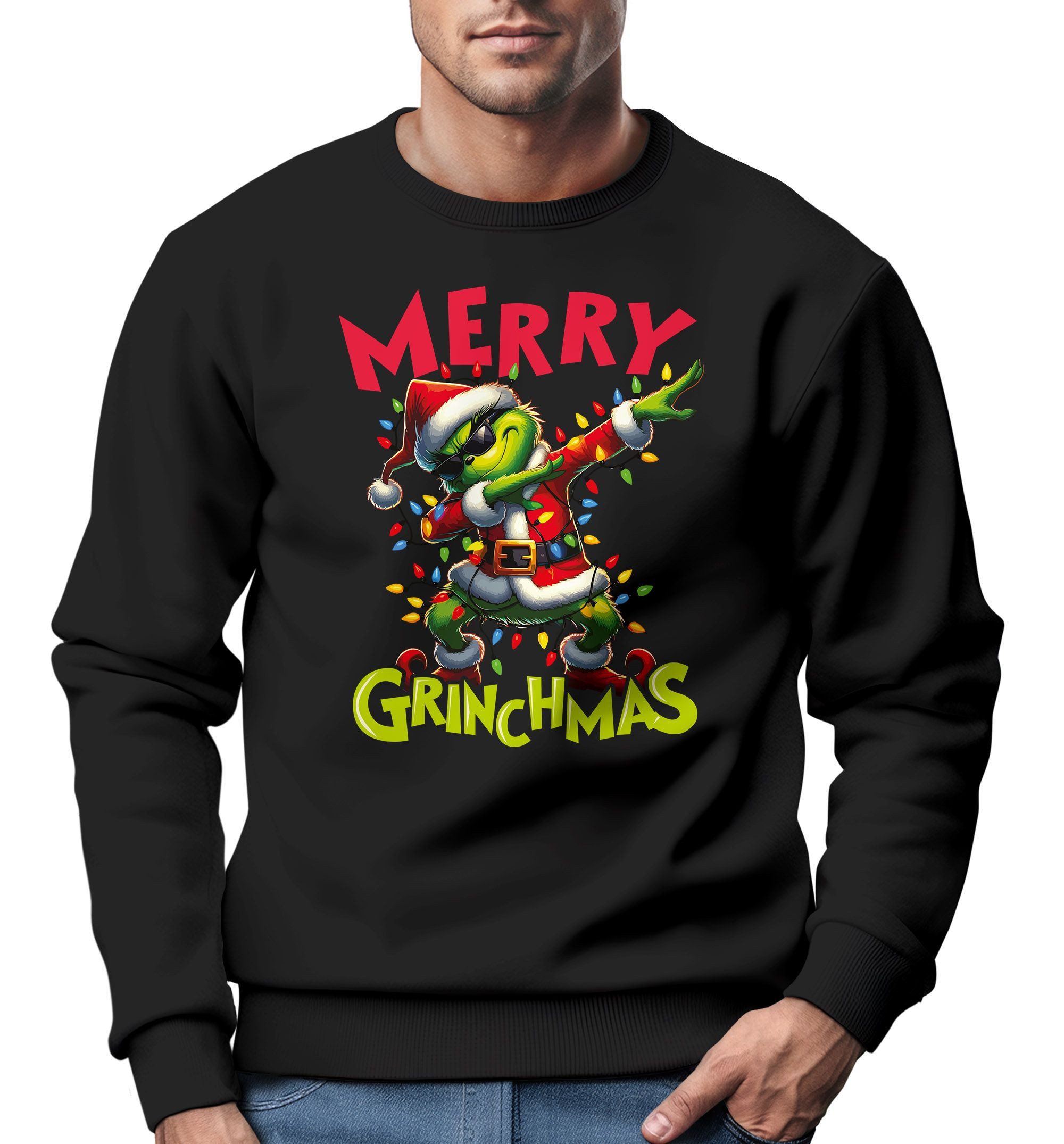 Sweatshirt Sweatshirt Herren Weihnachtspullover Grinch Spruch Weihnachten fält