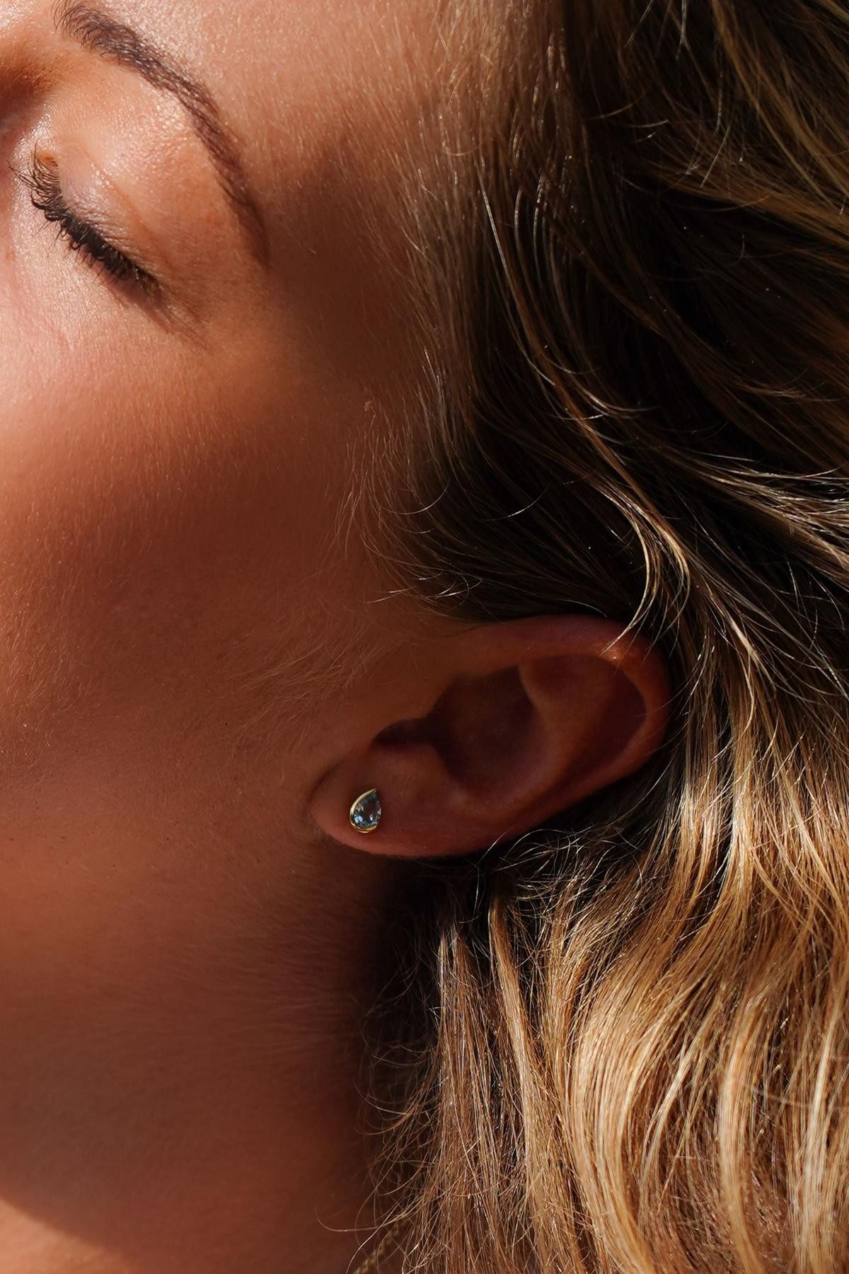 My Gold Paar Ohrstecker Damen Ohrringe Gold 585 Blautopas (14 Karat) - Mary günstig online kaufen