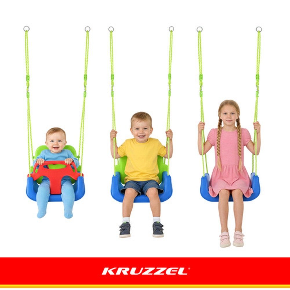 KRUZZEL Babyschaukelsitz Kinderschaukel 3-in-1 Gartenschaukel (Spar-Set, 1-tlg), Rückenlehne, Sicherheitsbügel und Gurt sorgen für stabilen Halt – Bild 5 von 5