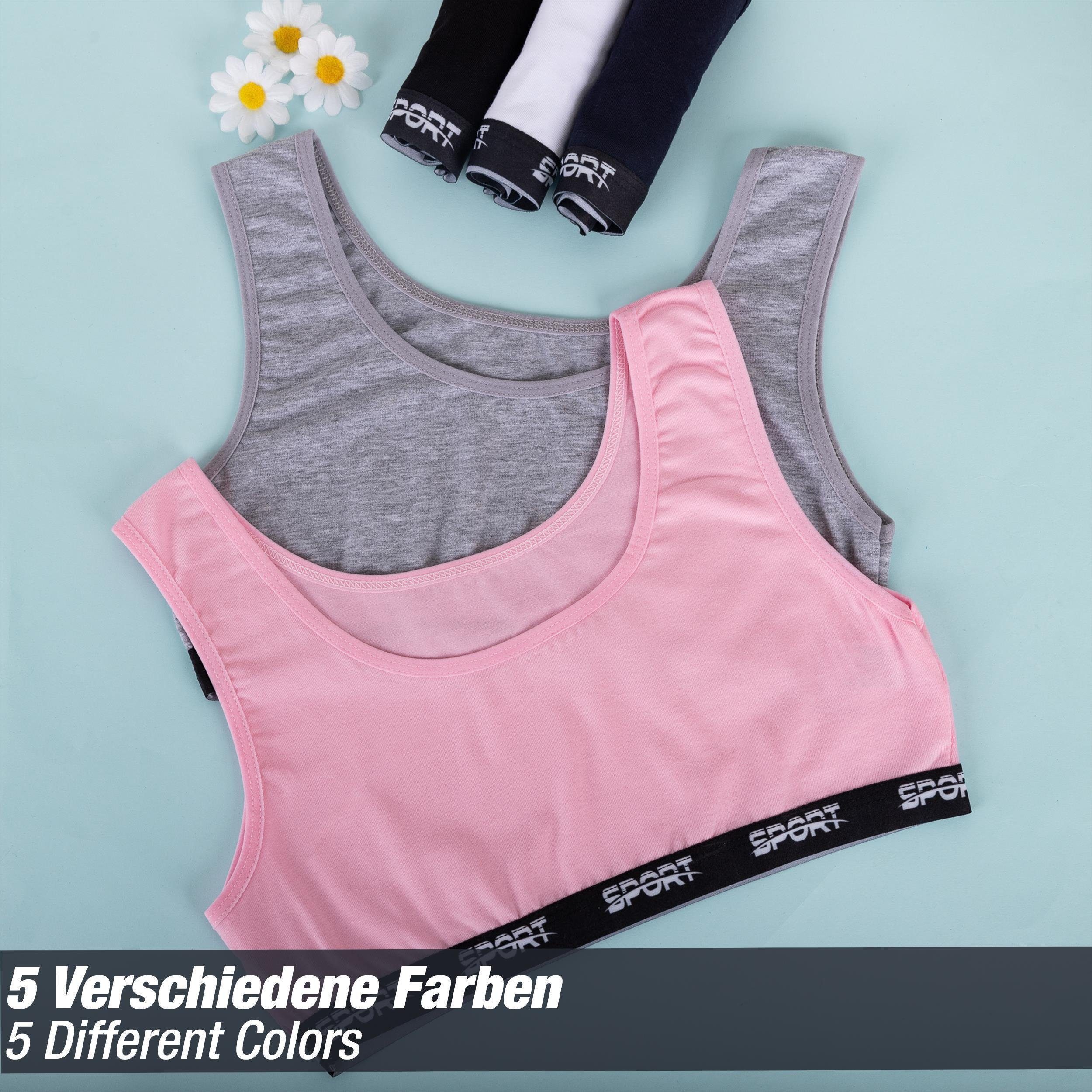 LOREZA Bustier 5er Set Mädchen Bustier - Sport - Bunt (Set, 5-tlg., 5er-Pack)