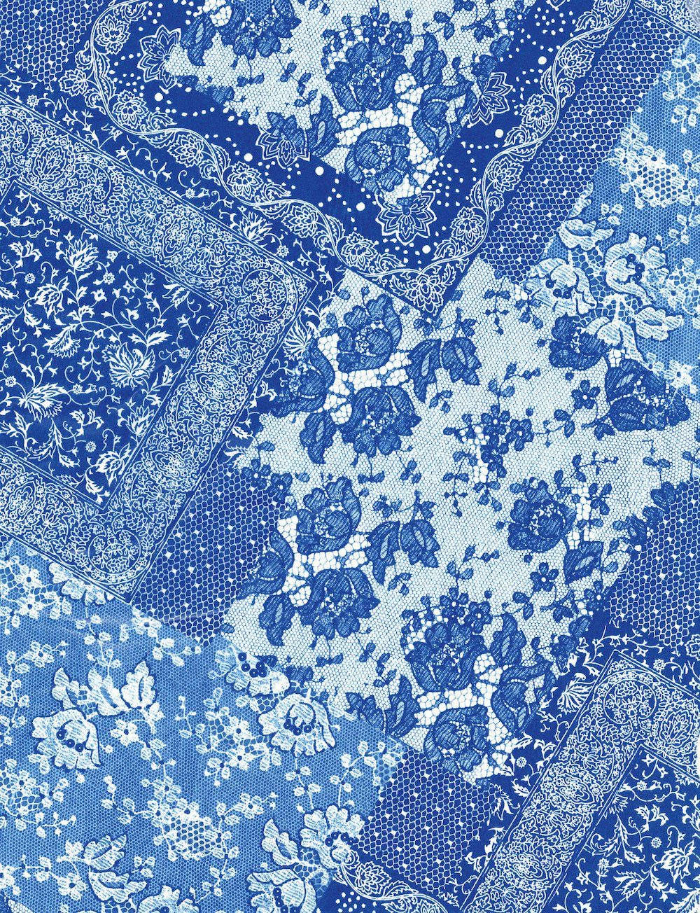 H-Erzmade Zeichenpapier Décopatch-Papier 629 Spitze blau, 30 40 cm x
