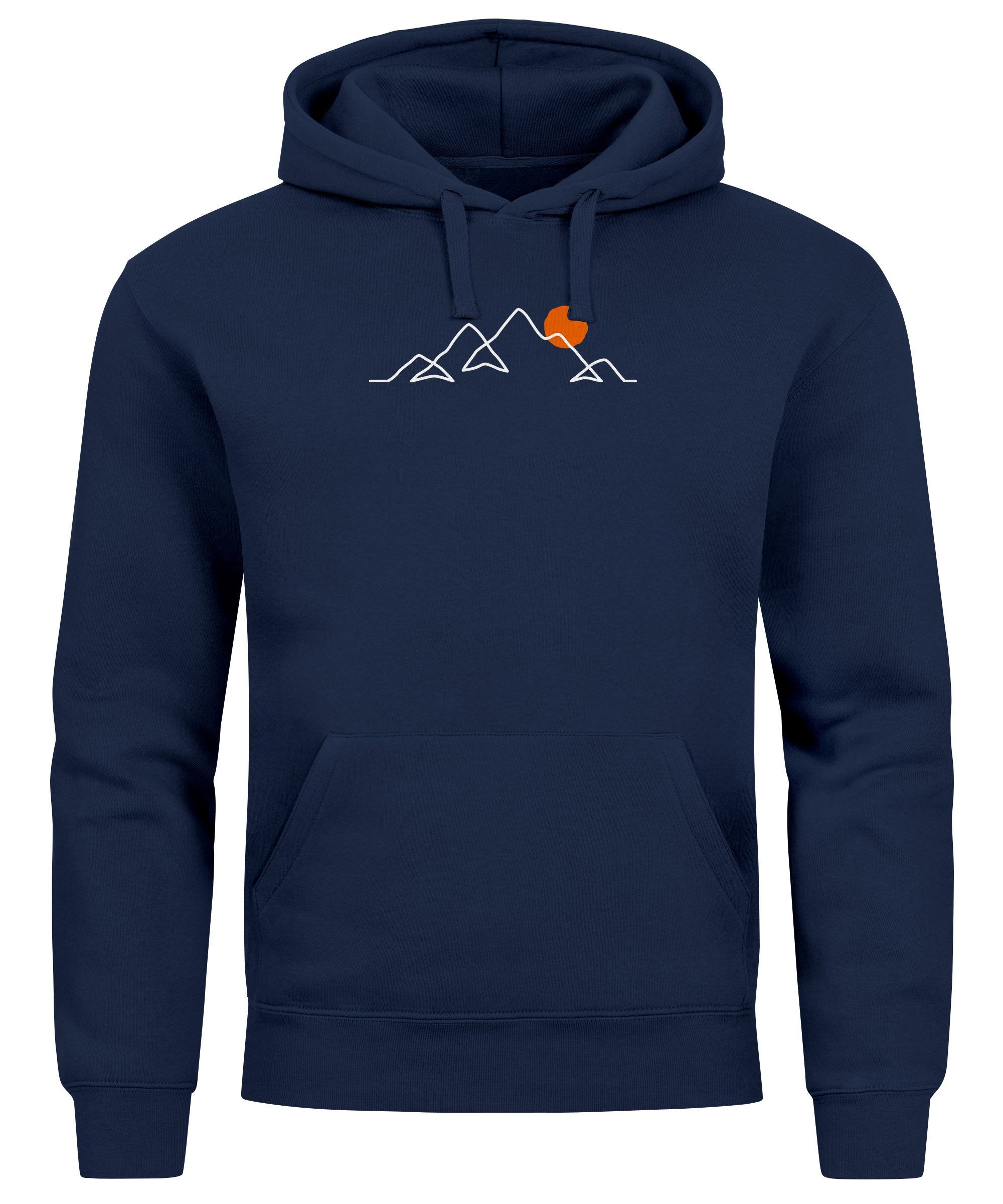 Neverless Hoodie Hoodie Herren Frontprint Line-Art Berge Wandern Natur Outdoor Fashion