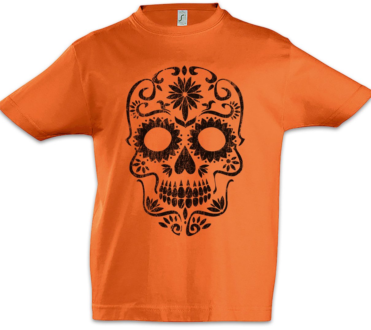 Print-Shirt Mexican Sugar Skull II Kinder T-Shirt Schädel Totenschädel Totenkopf