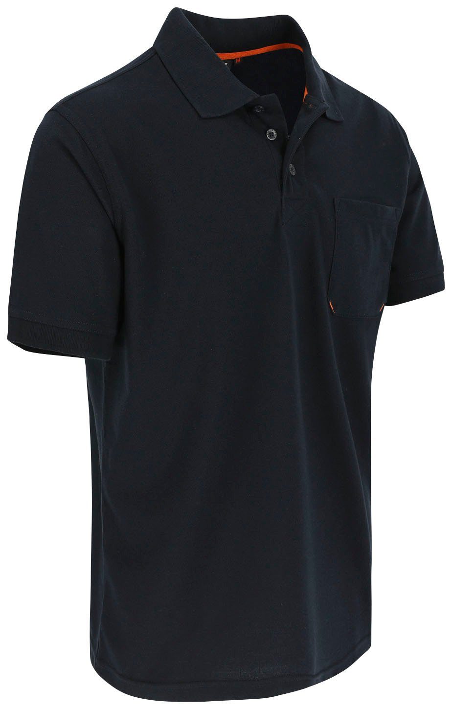 Rippstrick-Kragen Brusttasche, 1 verschiedene Poloshirt und Polohemd Kurzärmlig Farben Leo marine Bündchen, Herock