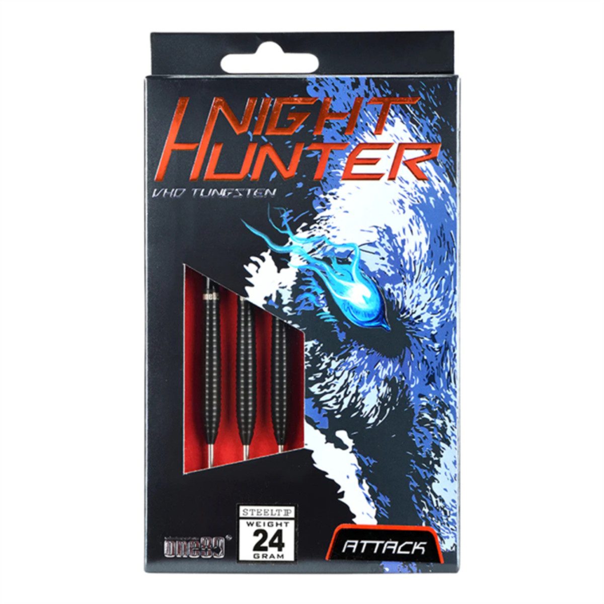 one80 Dartpfeil Night Hunter Attack Wolfram Steeldarts 22g Professionell, Titannitridschicht beschichtet aus Wolfram mit höchster Qualität