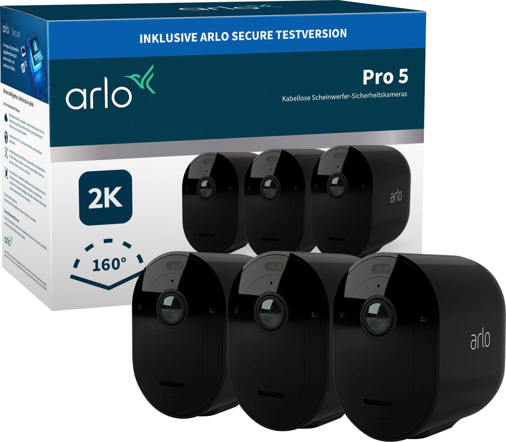 ARLO opt. 12x WLAN Securitycam (Wi-Fi), Pro 3er-Pack 5 Zoom) (2,7K, Arlo