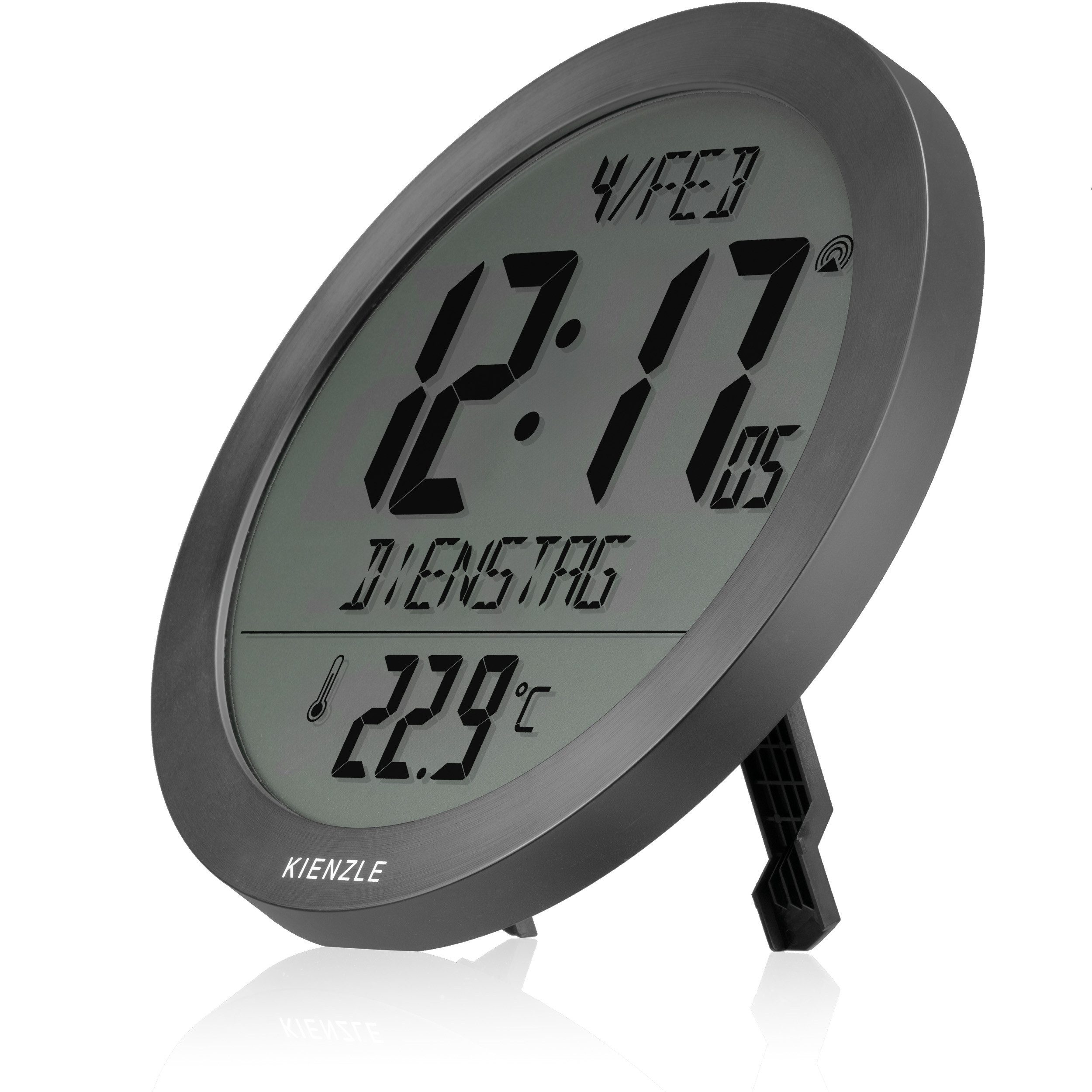 Kienzle Wanduhr KIENZLE DCF-Funkwanduhr mit Innentemperatur anthrazit