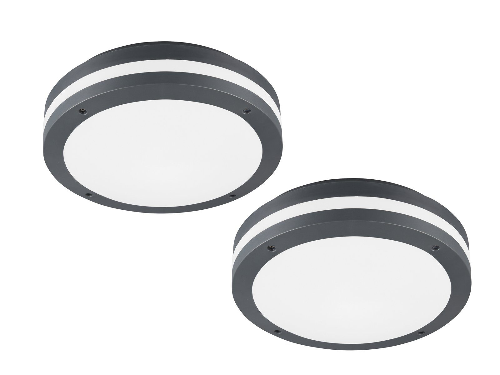 TRIO Leuchten LED Außen-Deckenleuchte, Bewegungsmelder, LED fest integriert, Warmweiß, 2er-Set Terrassenleuchten mit Bewegungsmelder für Hauswand, Ø 30cm