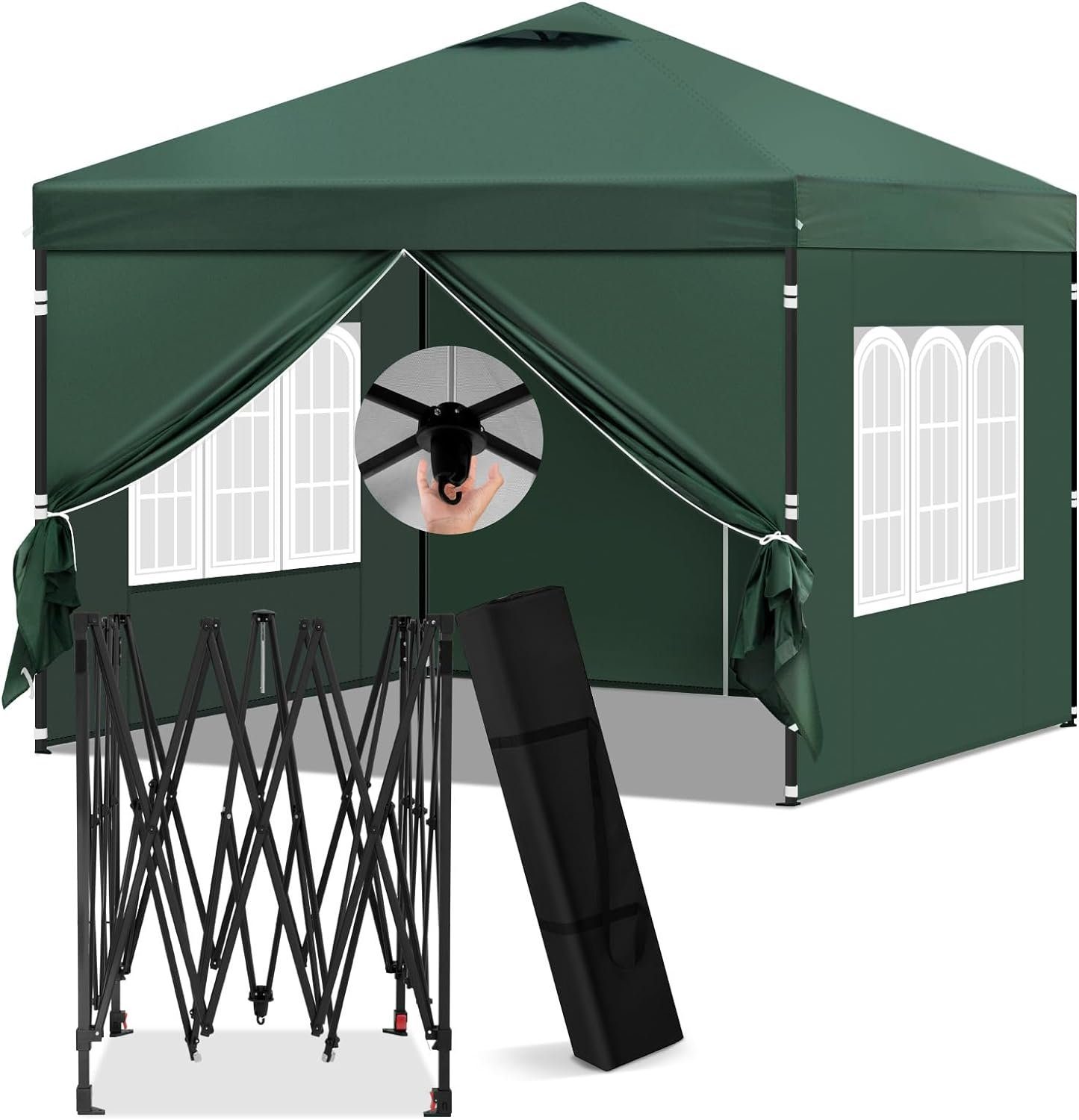 EUGAD Pavillon, mit 4 Seitenteilen, 3x3 m, mit Seitenwänden