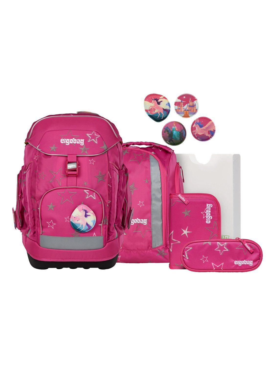 ergobag Schulranzen maxi Set (6-tlg., 6-teiliges Set), größenverstellbares Rückensystem