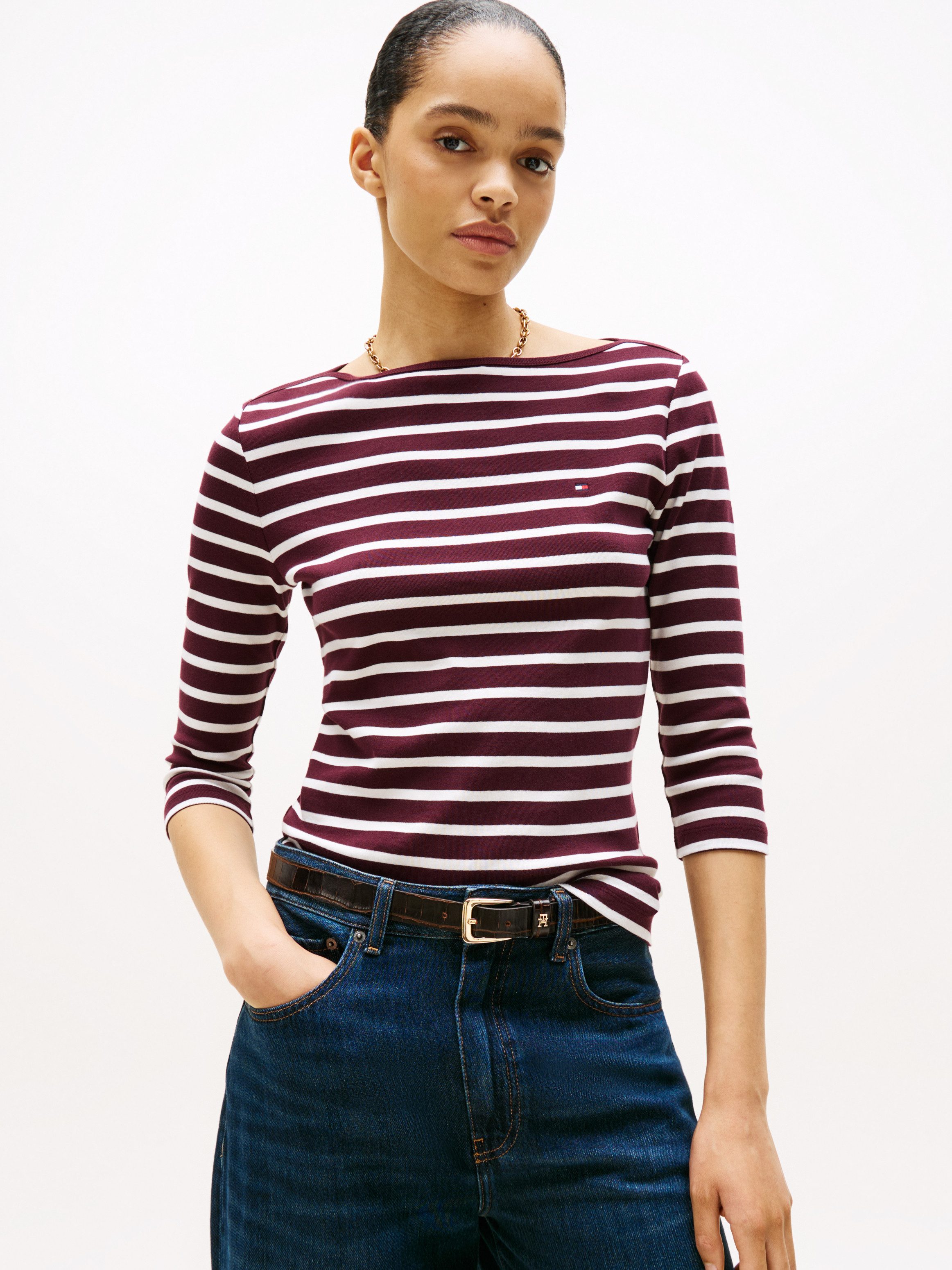 Tommy Hilfiger 3/4-Arm-Shirt NEW CODY SLIM BOAT-NK 3/4SLV mit U-Boot und St günstig online kaufen