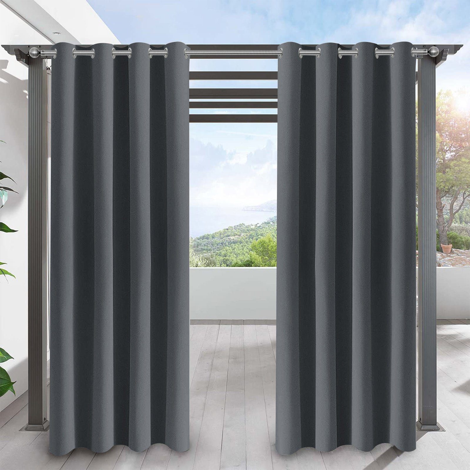 Qelus Outdoorvorhang Wasserdicht Blickdicht Vorhang Sonnenschutz günstig online kaufen