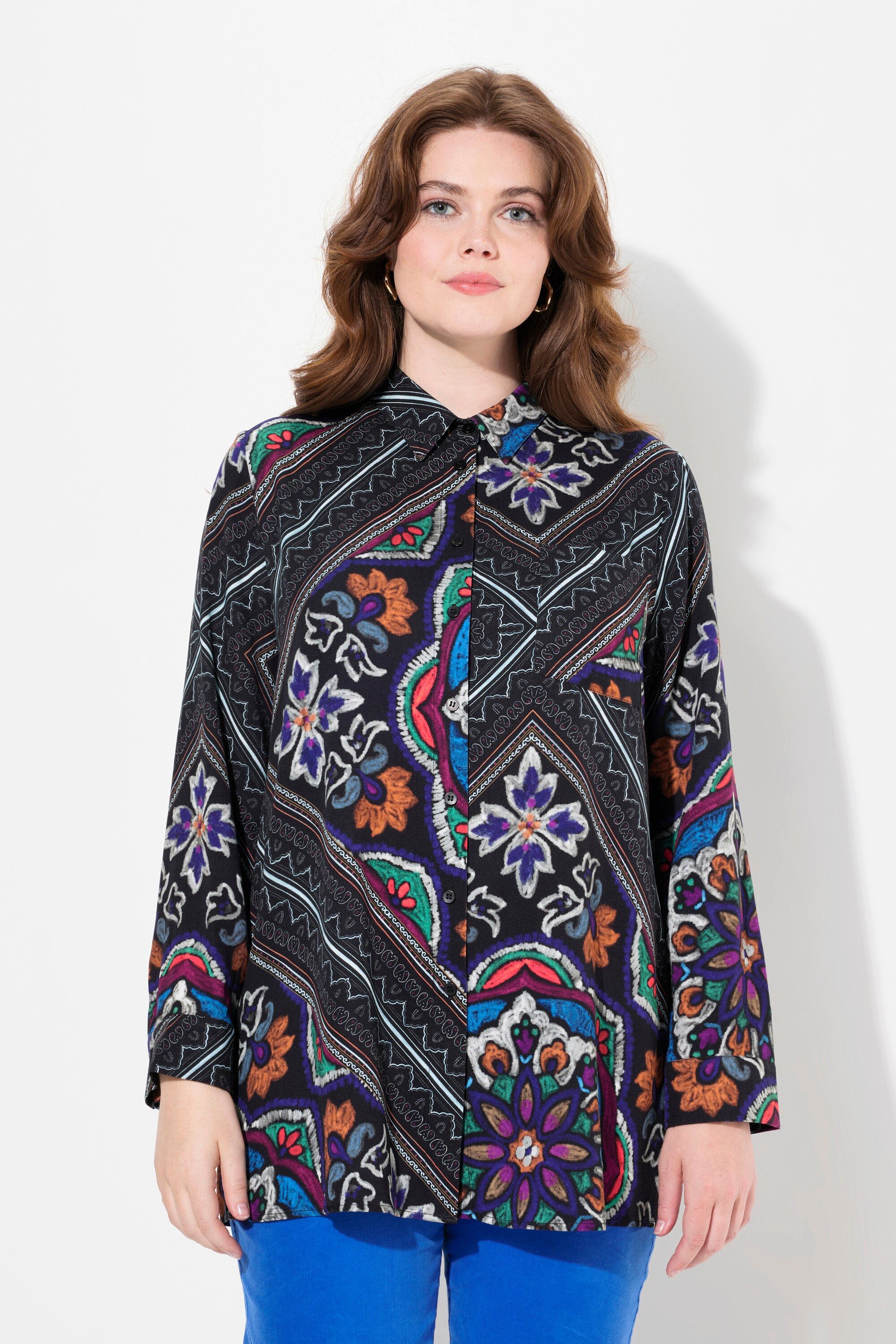 Hemdbluse Hemdbluse Mustermix Hemdkragen Langarm