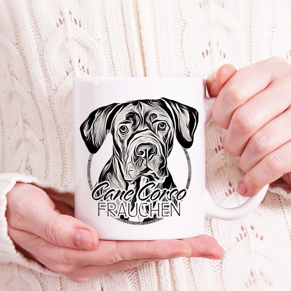 Hundefreunde, 330 CORSO ml Keramik, Kaffeetasse für Tasse Geschenk, bedruckt, - CANE mit FRAUCHEN beidseitig handgefertigt, Hunderasse, Cadouri