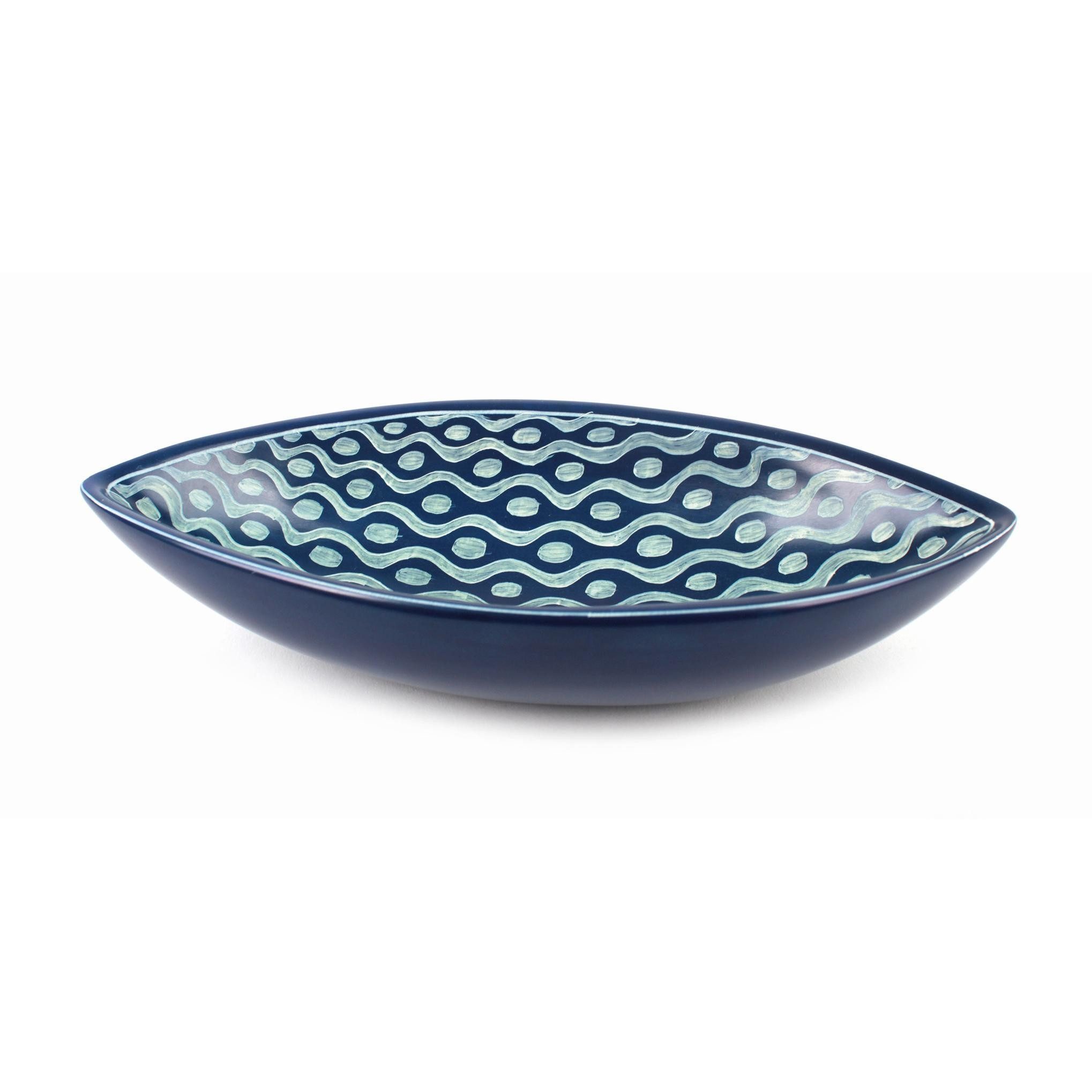 El Puente Schale Schale "Blue Waves", Handmade, Speckstein, Handmade