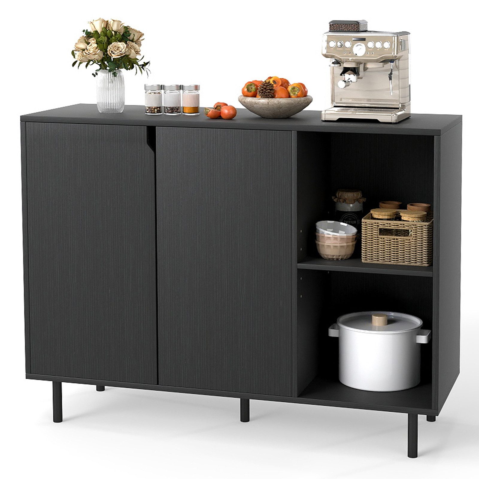 COSTWAY Sideboard, Anrichteschrank mit Fächern, verstellbare Ablagen, 106x38x80cm