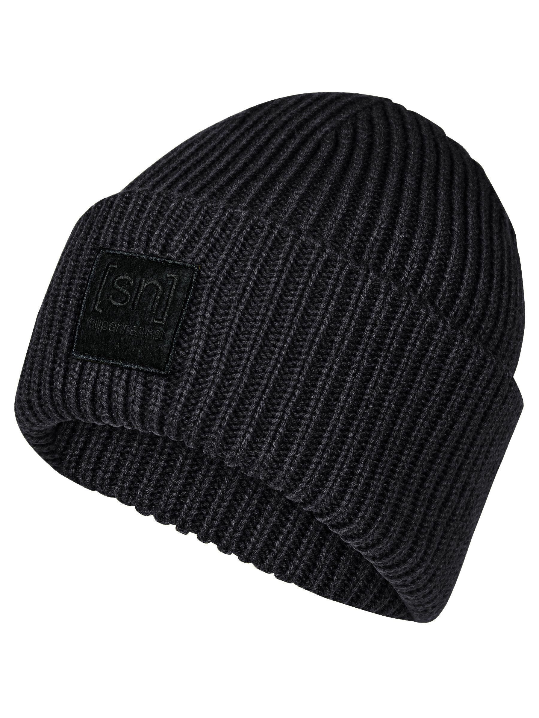 Jet Merino KRISSINI SUPER.NATURAL wärmender Mütze Merino-Materialmix Beanie Black BEANIE