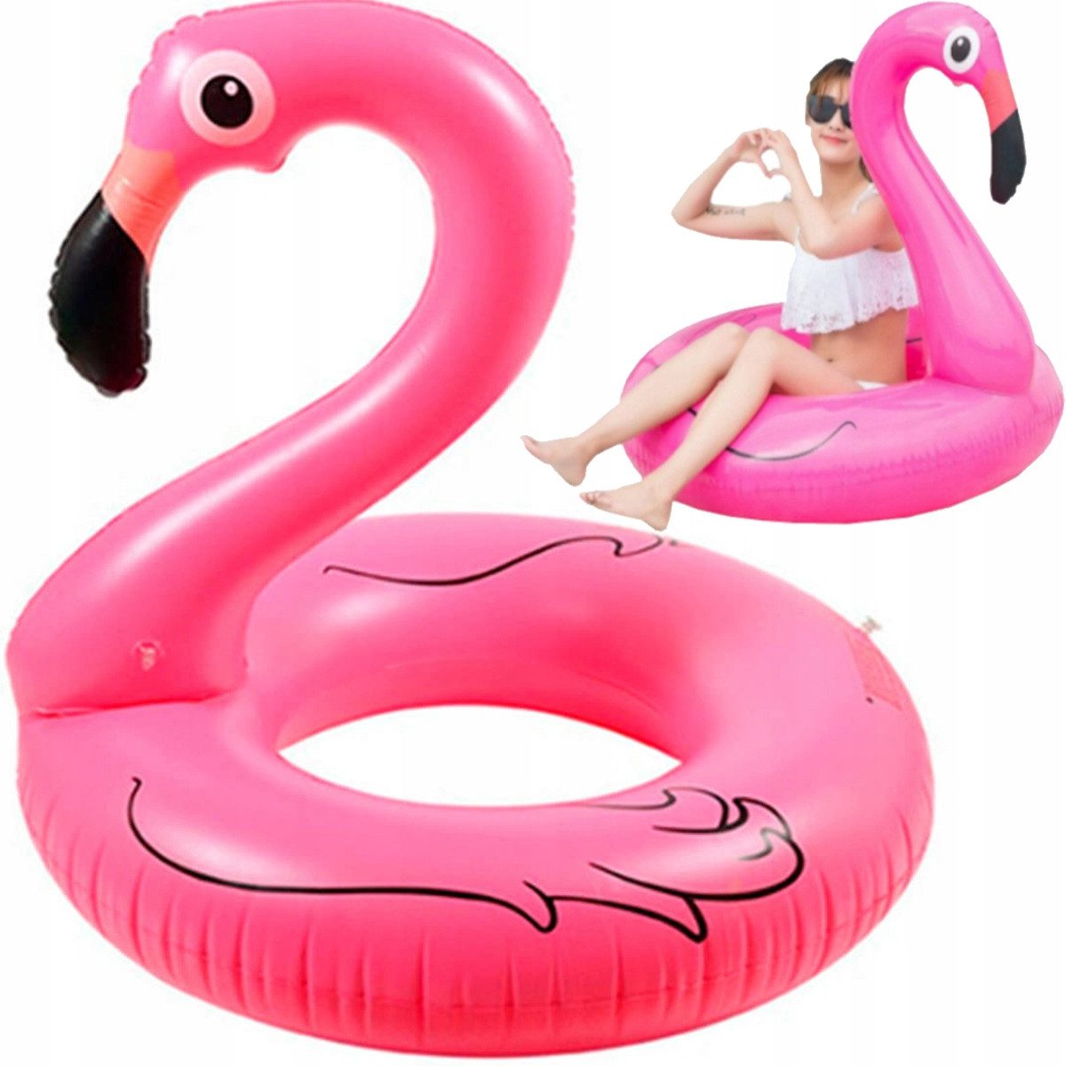 Schwimmhilfe Neu! Großer aufblasbarer Flamingo-Schwimmring XXL, 90 cm Durchmesser