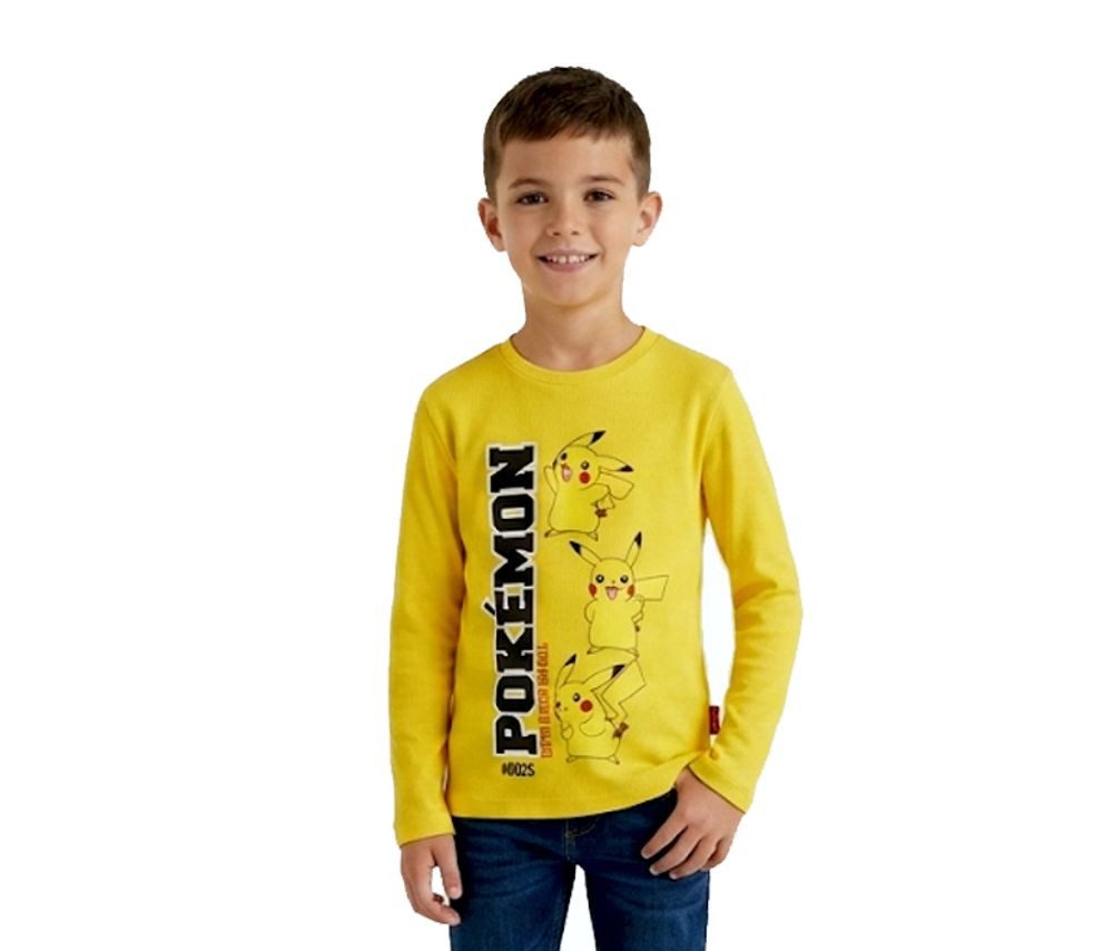 POKÉMON Longsleeve Pokémon Kinder Langarmshirt – Pikachu Gelb & Grau Official Pokemon Kinder Longsleeve