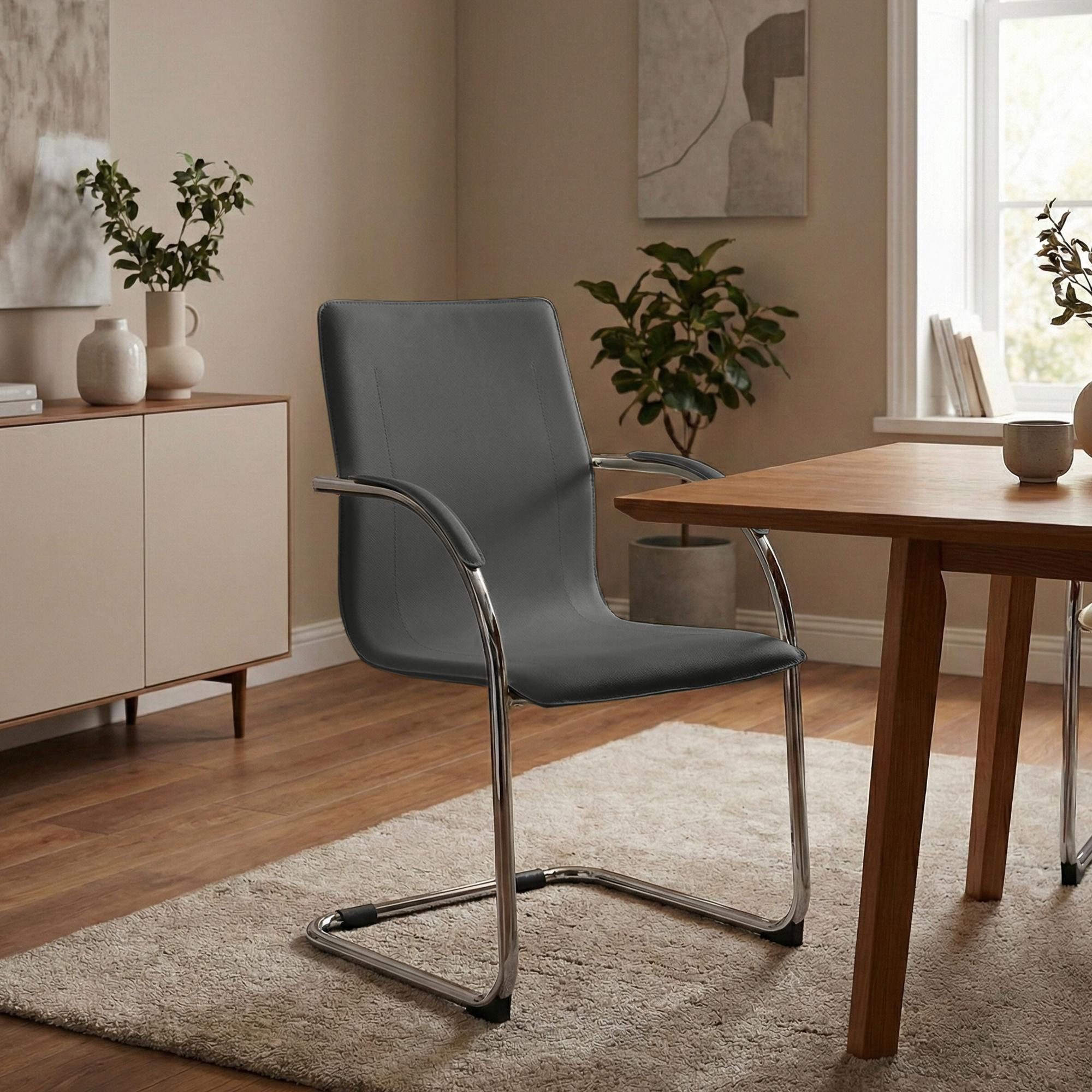 CLP Besucherstuhl Noeleen (1er, 1 St), PVC-Leder, mit Armlehnen, bis 150 kg