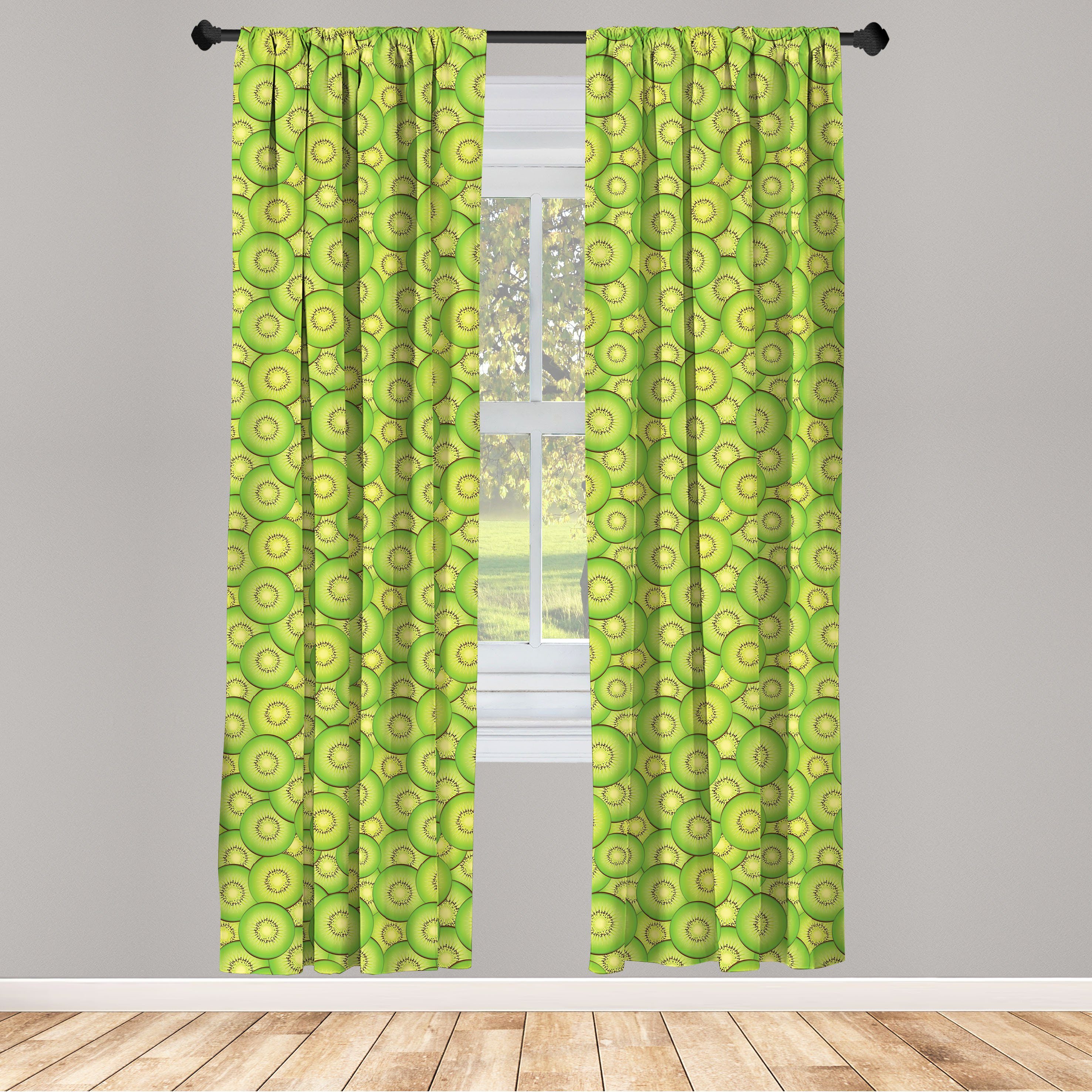 Gardine Vorhang für Wohnzimmer Schlafzimmer Dekor, Abakuhaus, Microfaser, Kiwi Exotische Frucht-Scheiben-Muster