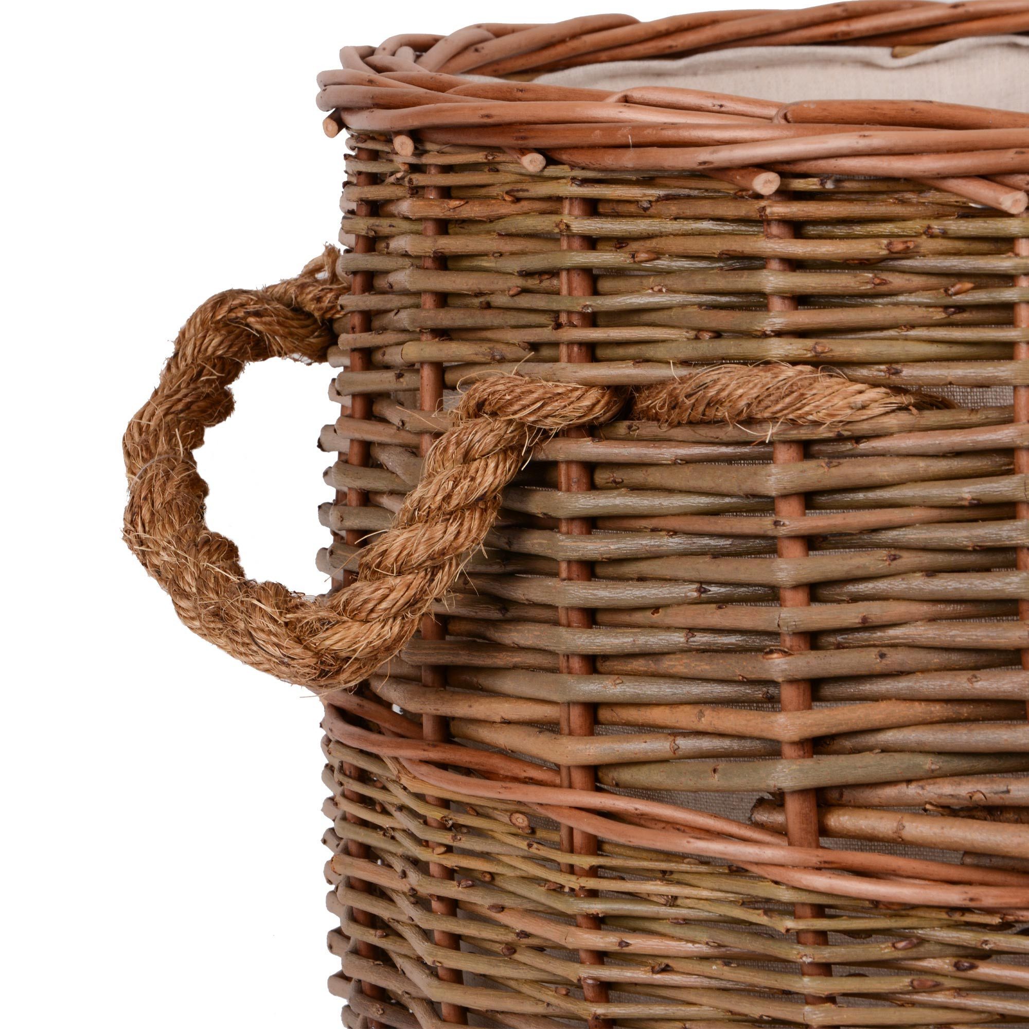 UNUS HOME Kaminholzkorb Korb Weide groß und rund mit Seilgriffen (1 St., Durchmesser 40cm), großer Aufbewahrungskorb, Feuerholzkorb, Ordnungskorb – Bild 5 von 5