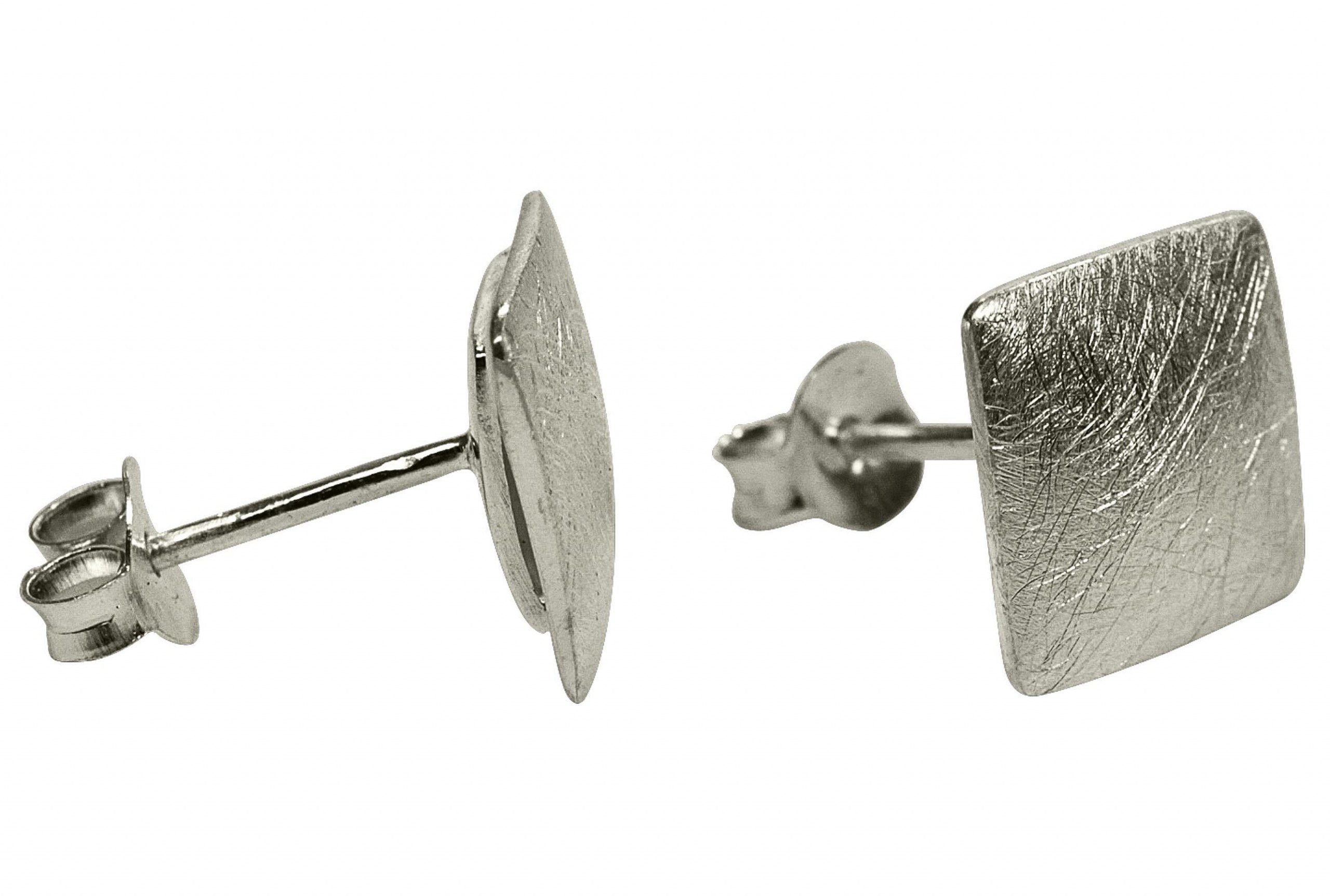 SILBERMOOS Paar Ohrstecker Große Ohrstecker "Quadrate", 925 Sterling Silber