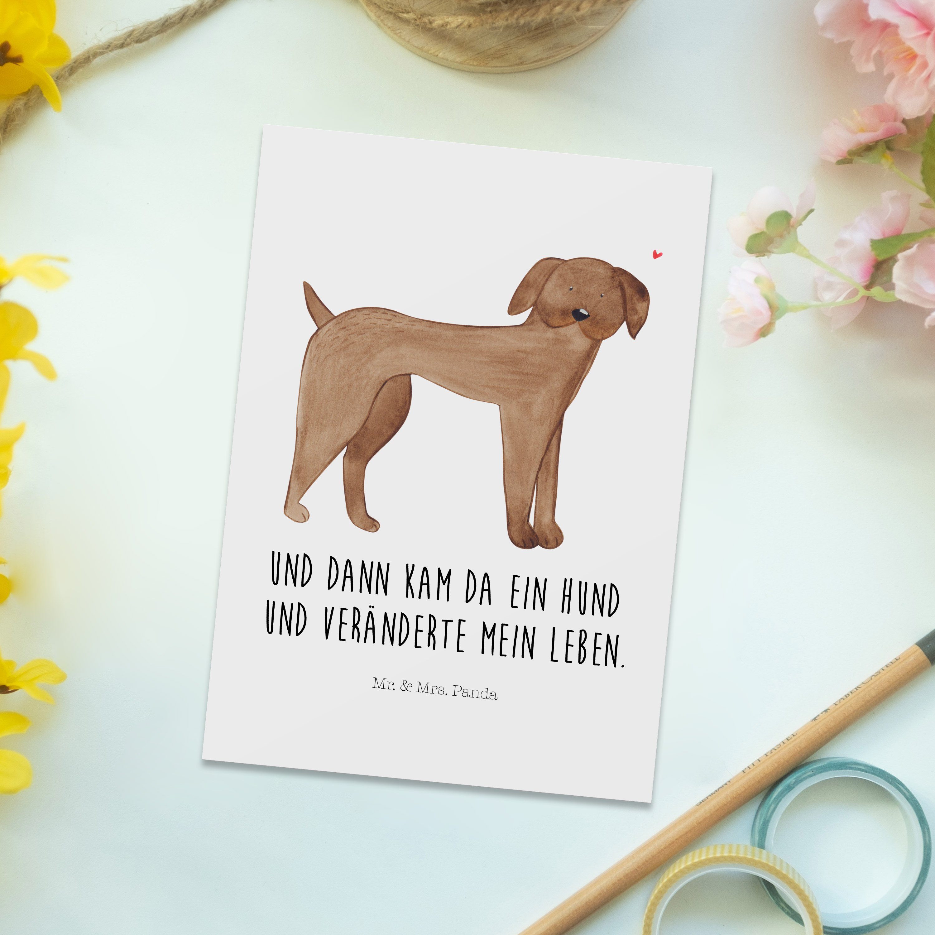 Postkarte Herz, - Tier - Panda Hund Hunderasse, Geschenk, & Einladungskarte, Mrs. Weiß Mr. Dogge