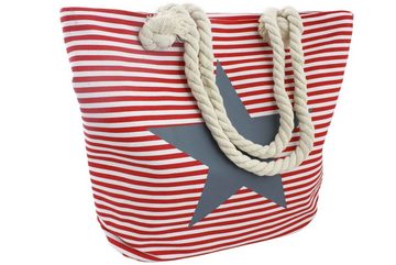 Sonia Originelli Umhängetasche Strandtasche maritim gestreift Sternprint Seilkordeln Shopper, kleine Innentasche mit Reißverschluss