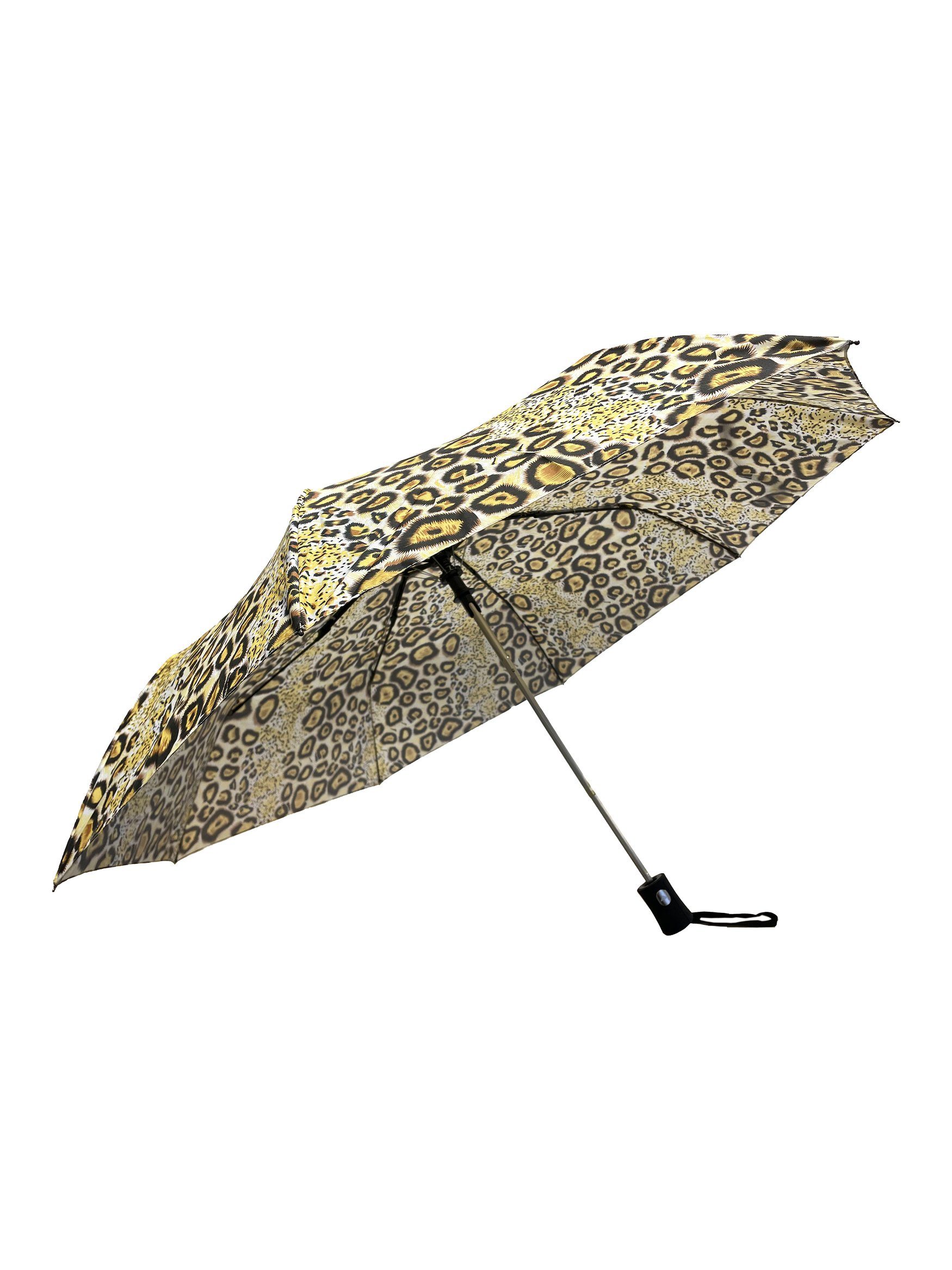 ANELY Taschenregenschirm Regenschirm Leopard Muster Kleiner Automatik Taschenschirm, 6747 in Gelb