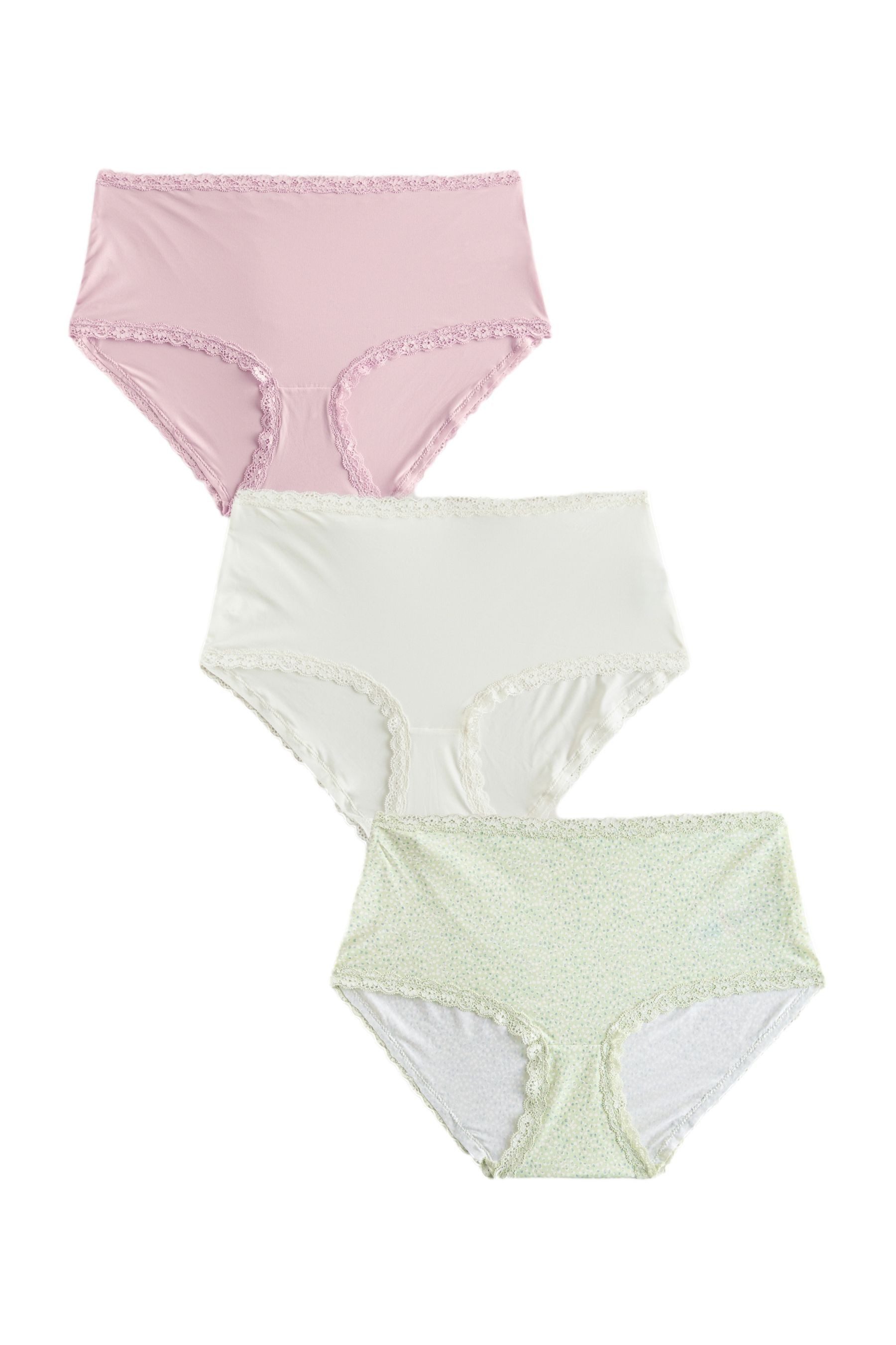 Midislip 3 x Slips aus Mikrofaser mit Spitzenbesatz, Midi