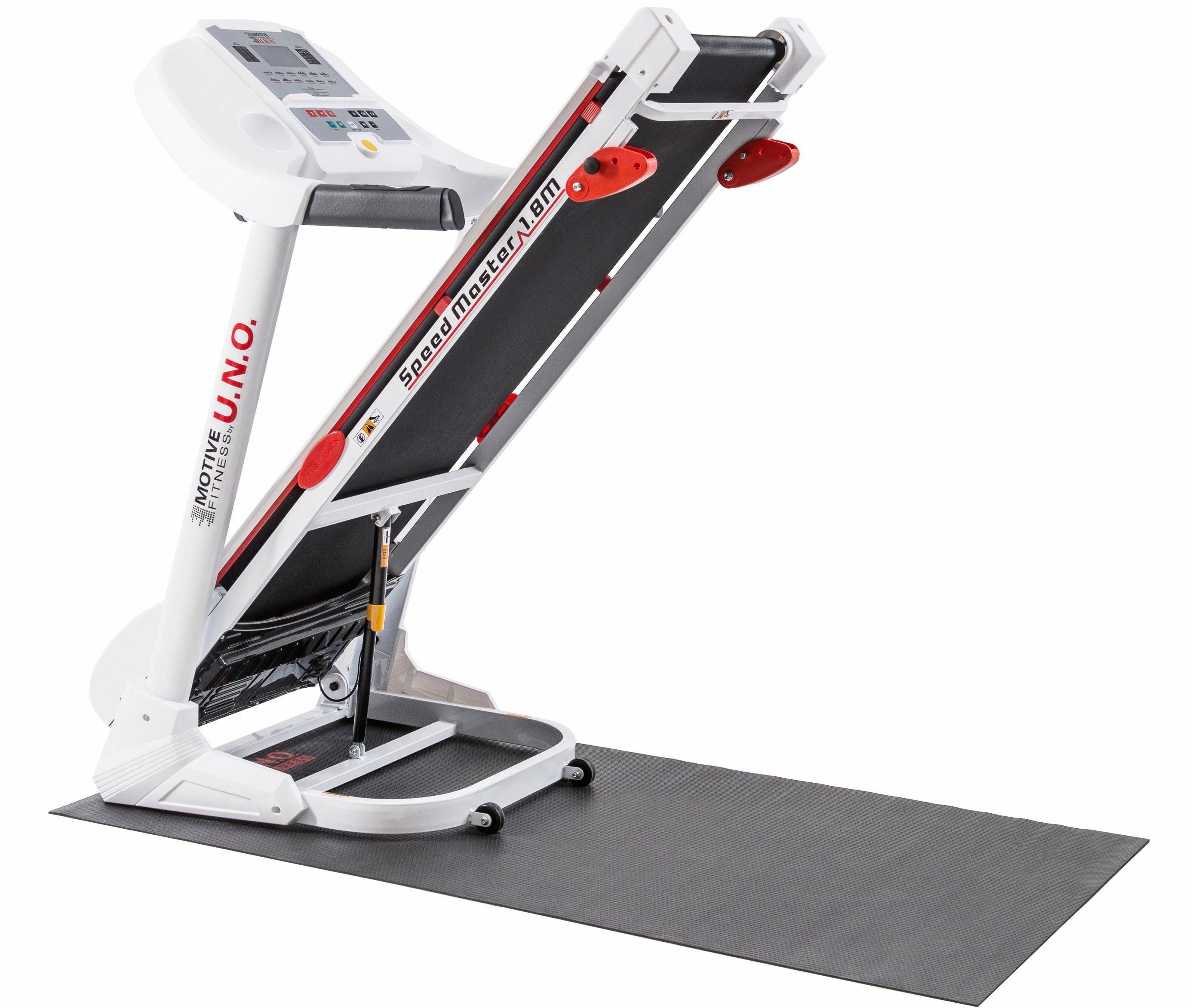 MOTIVE FITNESS by U.N.O. Laufband Speed Master 1.8 M (mit/ohne Unterlegmatte) (Multifunktions-LCD-Display), bis max. 18 km/h, klappbar, 120 kg max. Benutzergewicht