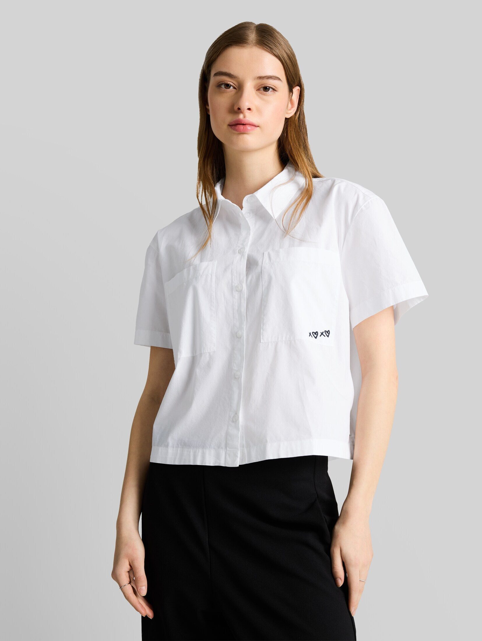 TOM TAILOR Denim Kurzarmbluse Blusen & Shirts Boxy Fit Bluse aus Baumwolle