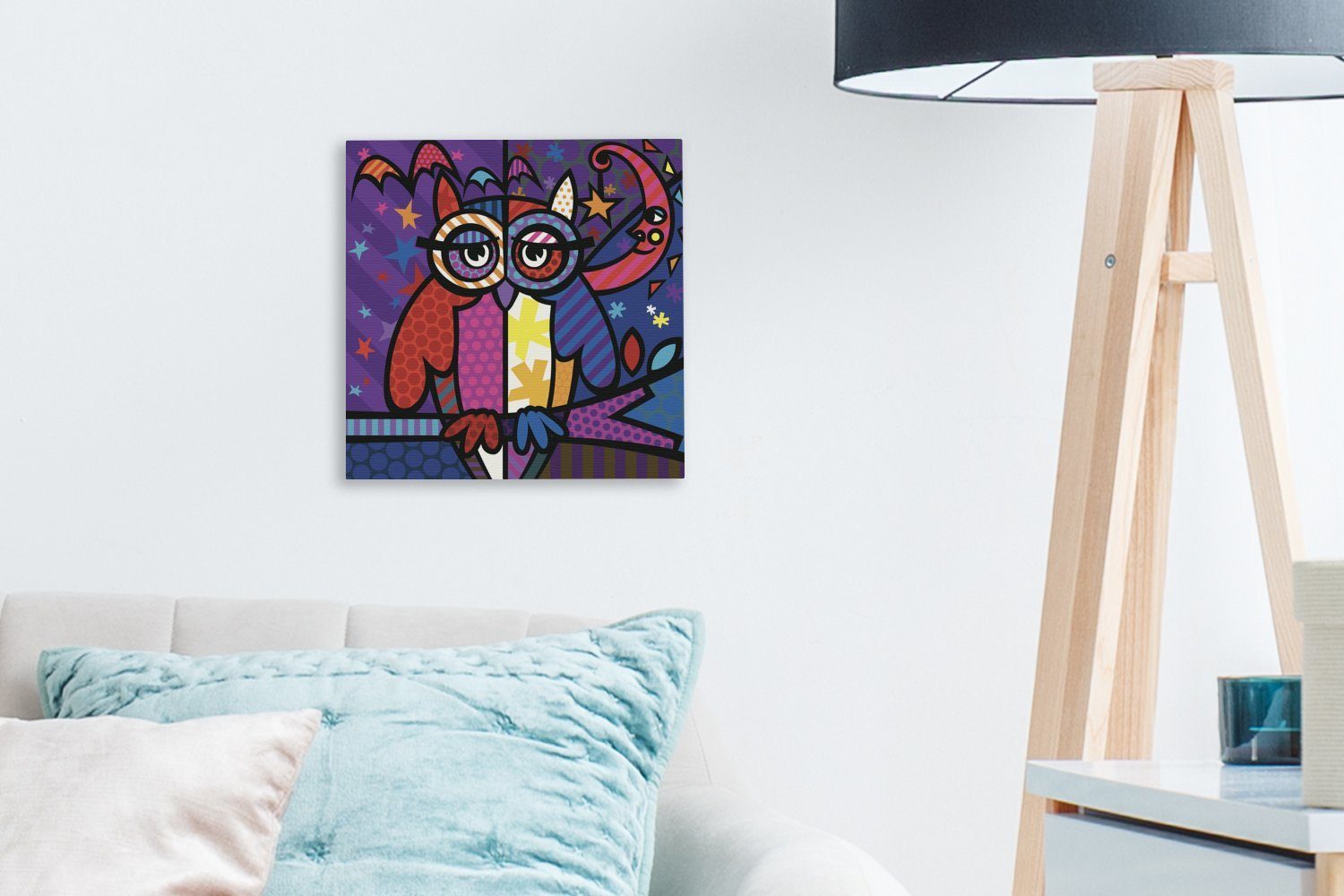 (1 Wohnzimmer Leinwandbild St), Leinwand Schlafzimmer einer OneMillionCanvasses® Eine Pop-Art, Illustration für Bilder Eule in der