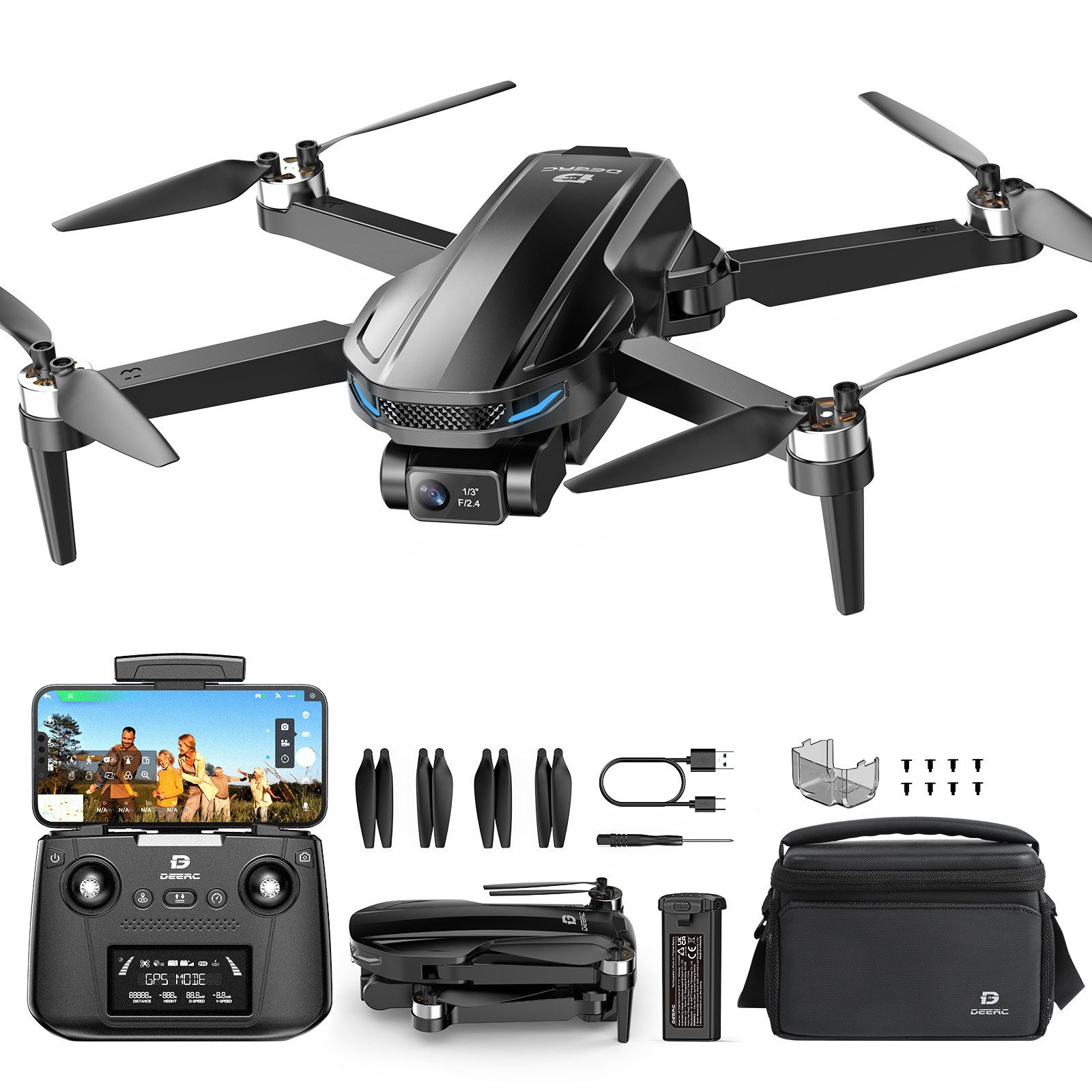4K Kamera Drohne mit 2-Achsen Gimbal, GPS, 26 Min Flugzeit Drohne