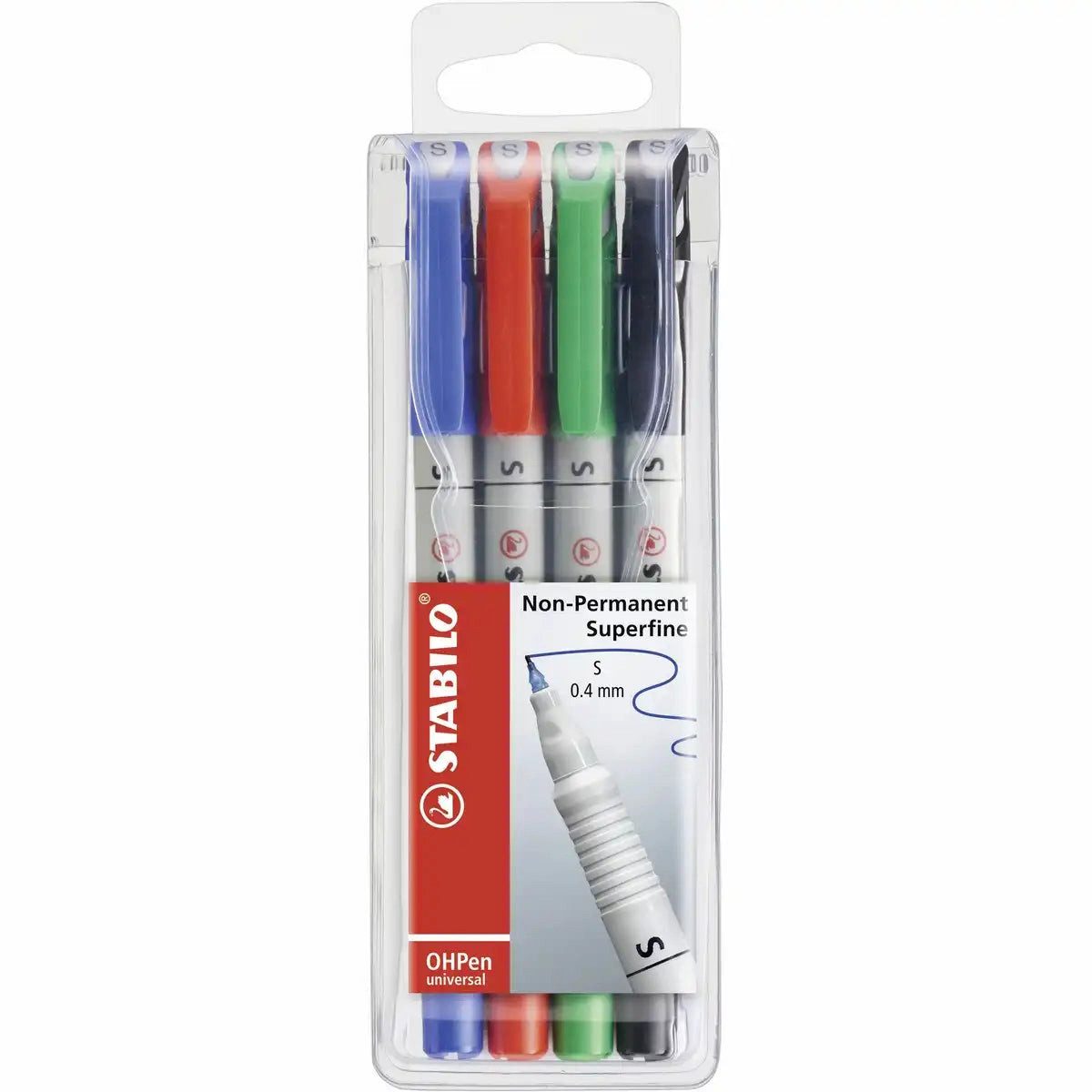 STABILO Filzstift STABILO OHPen S Folienstifte 0,4mm non-permanent - 4 Stück im Kunststo
