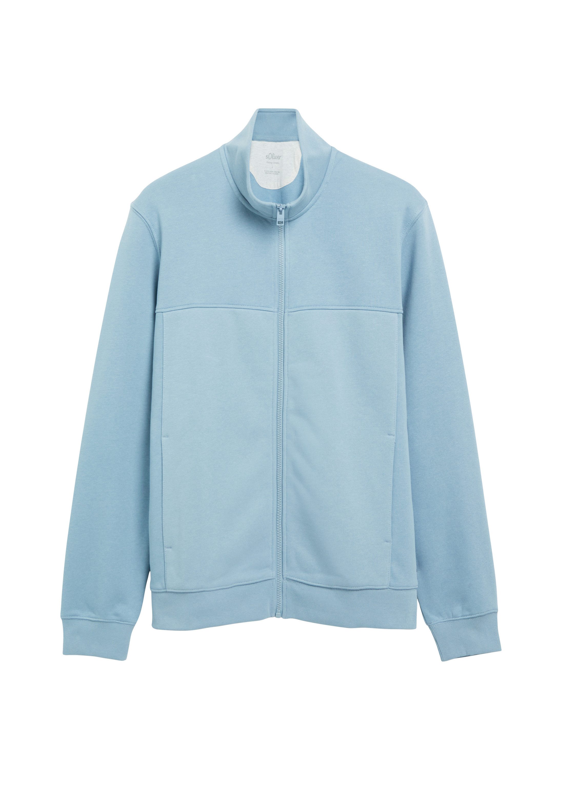 s.Oliver Sweatjacke Sweatshirt Jacke Sweatjacke mit Stehkragen und Eingrifftaschen
