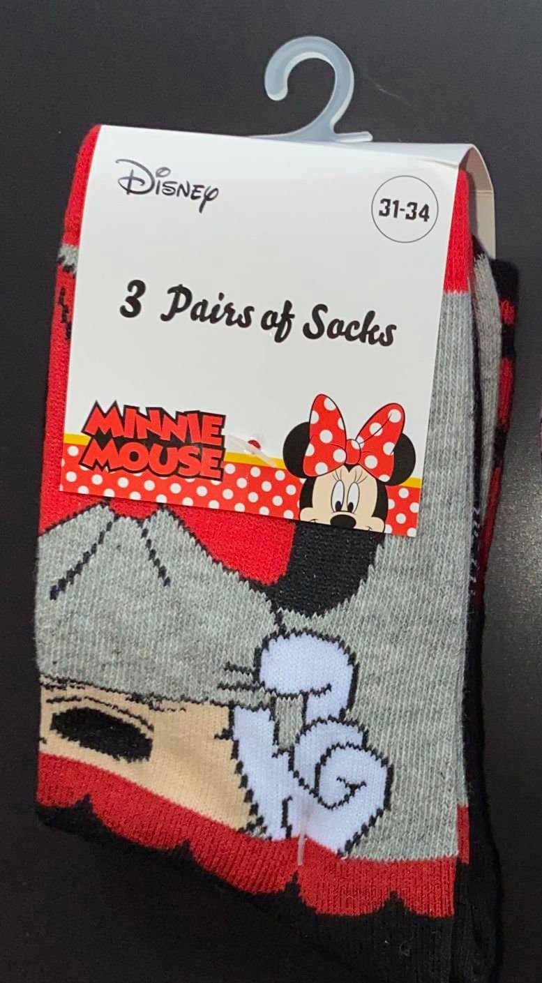Disney Minnie Paar 23/26 Mädchen 31/34 Mouse MAUS 3 Socken Feinsocken MINNIE 3x 27/30
