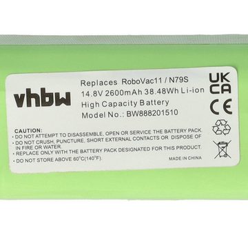vhbw kompatibel mit Eufy RoboVac G40 Hybrid+, R500, R450, LR30, L35 Staubsauger-Akku Li-Ion 2600 mAh (14,8 V)