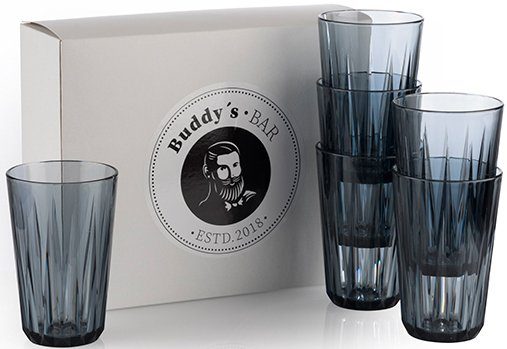 Buddy's Becher Buddy´s Bar, 6-tlg., Kunststoff, 6er Set, Tritan Kunststoff, Kristallglas-Optik, wiederverwendbar