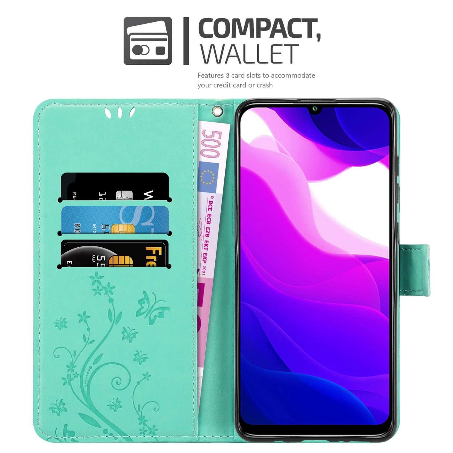 Cadorabo Handyhülle für Xiaomi Mi 10 LITE Hülle Xiaomi Mi 10 LITE, Hülle Schutzhülle Blumen Flower mit Standfunktion Kartenfach Magnet