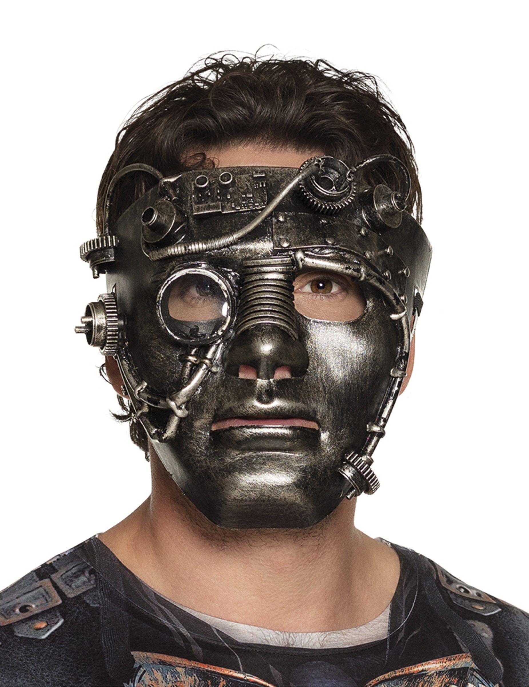 Kostüm Steampunk-Maske mit Zahnrädern Kostüm-Accessoire bronze