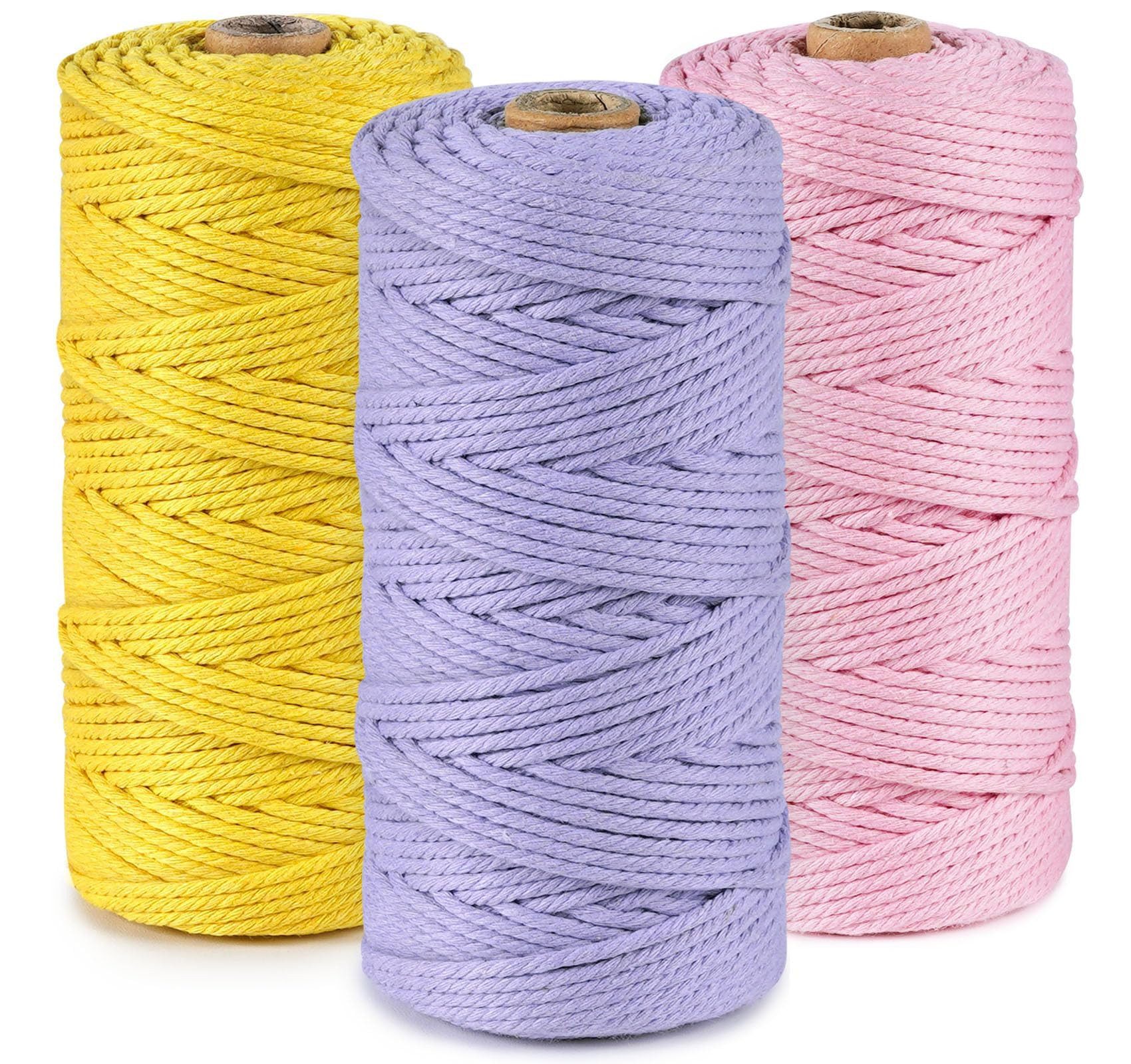 Bundviel Makramee Garn 3mm x 100m Baumwollkordel Farbig Baumwollgarn Nähgarn, (3-St)